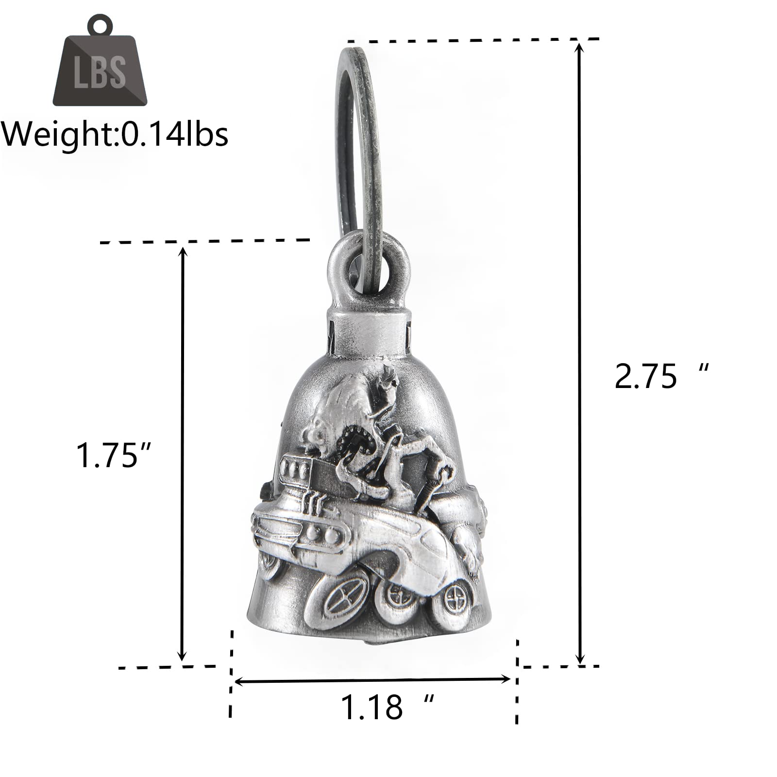 Dream Apparel Motorcycle Bell W/Hanger Biker Bell Motorcycle Accessories For Good Luck Safe Riding Luck Key Chain Bell