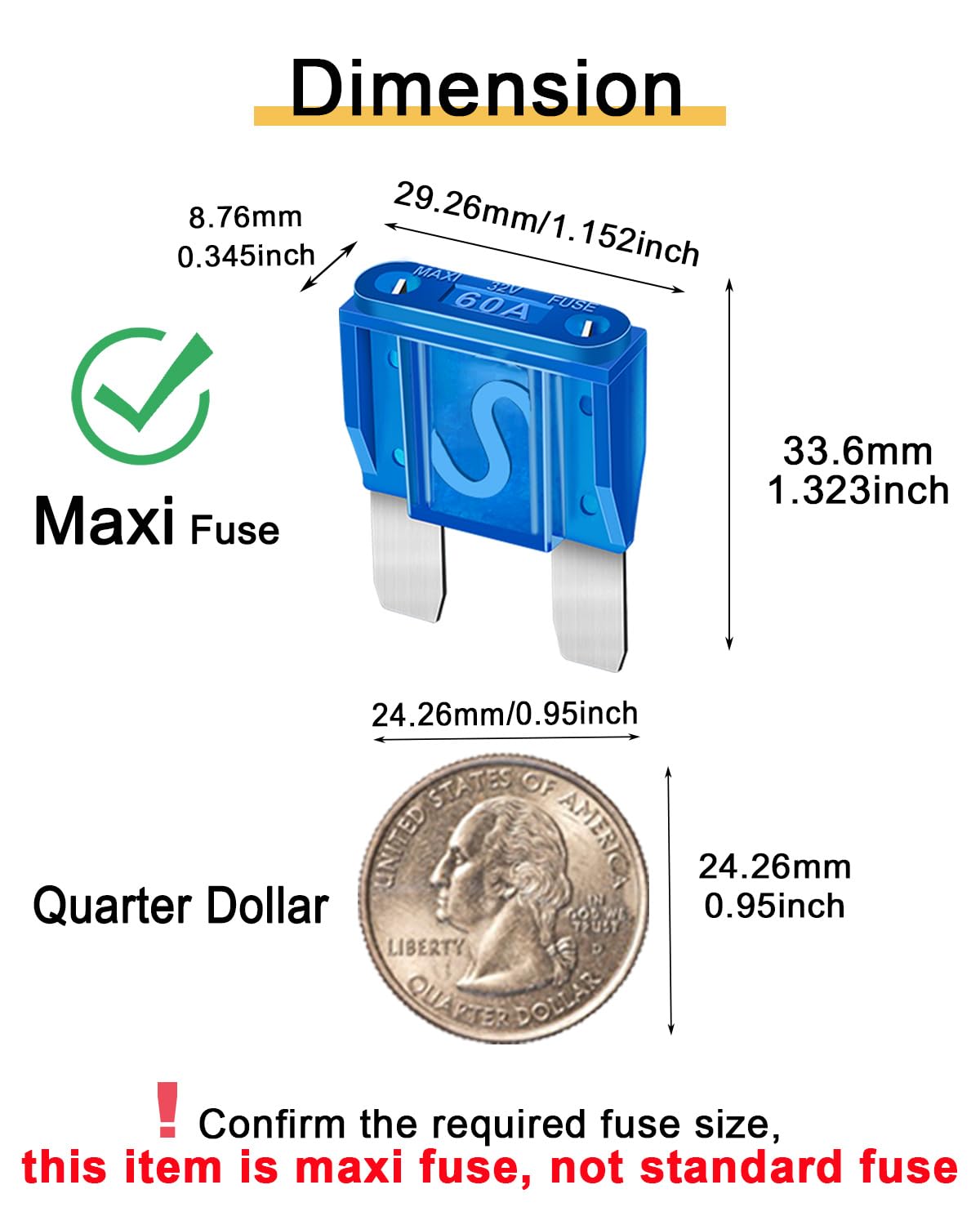 10Pcs 60Amp Maxi Fuses - 60A Automotive Blade Fuse For Auto, Car, Rv, Boat, Truck