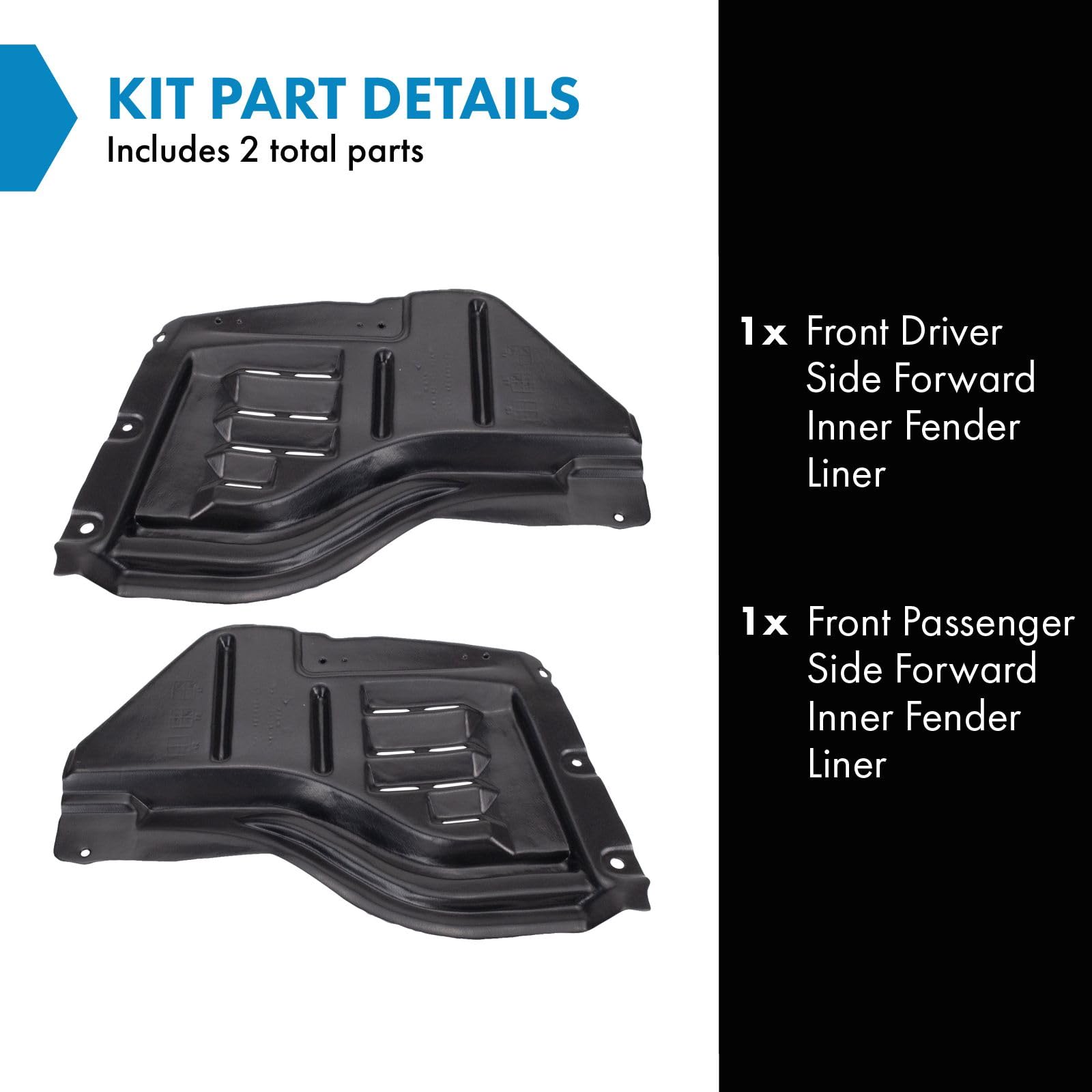 Trq Front Inner Fender Liner Set Compatible With 2007-2011 Toyota Tundra To1248146 To1249146