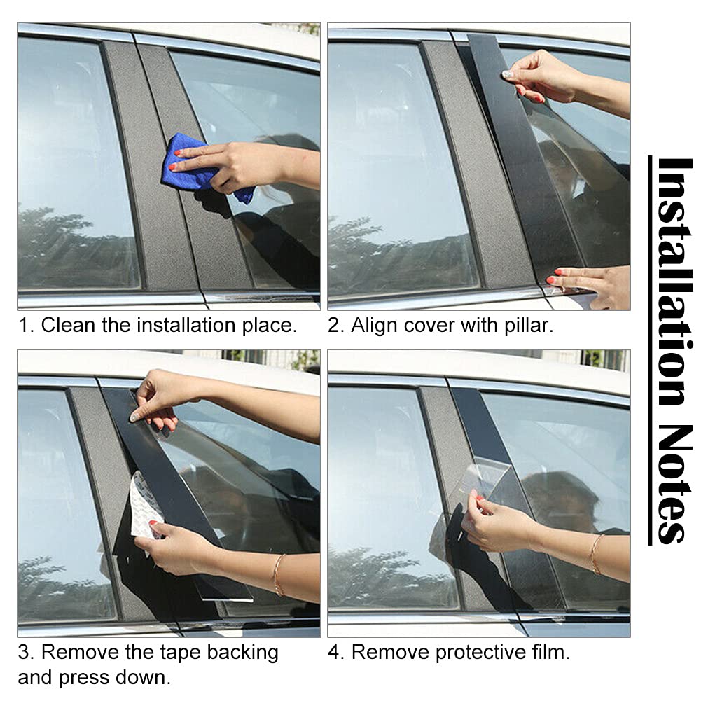 Three T Auto Side Door Window Pillar Posts Cover Trim, Polycarbonate, for Chevrolet Malibu 2016-2023