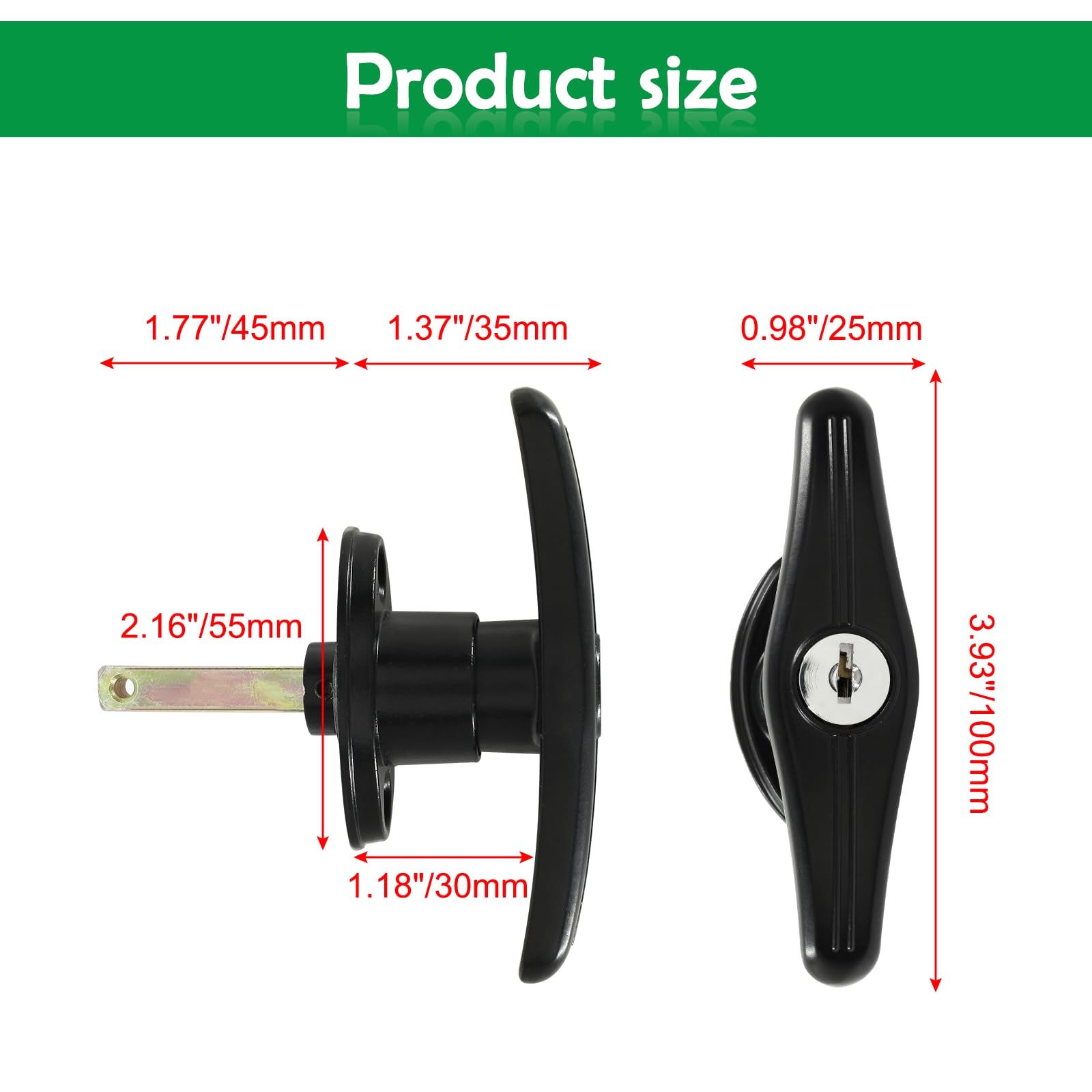 Bokwin 1 Set Camper Shell T-Handles Lock Black Truck Cap Locking With 2 Keys For Most Truck Camper