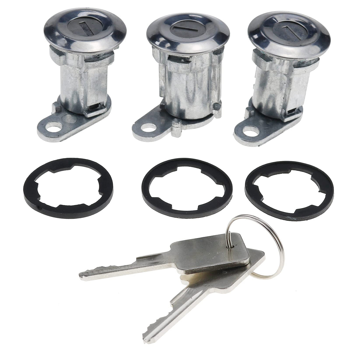 Dvparts Set Of 3 Door Cylinder Lock Kit Door Lock Cylinders With Keys 8122874K3 For Jeep Cj Wrangler Cherokee Xj 84-90