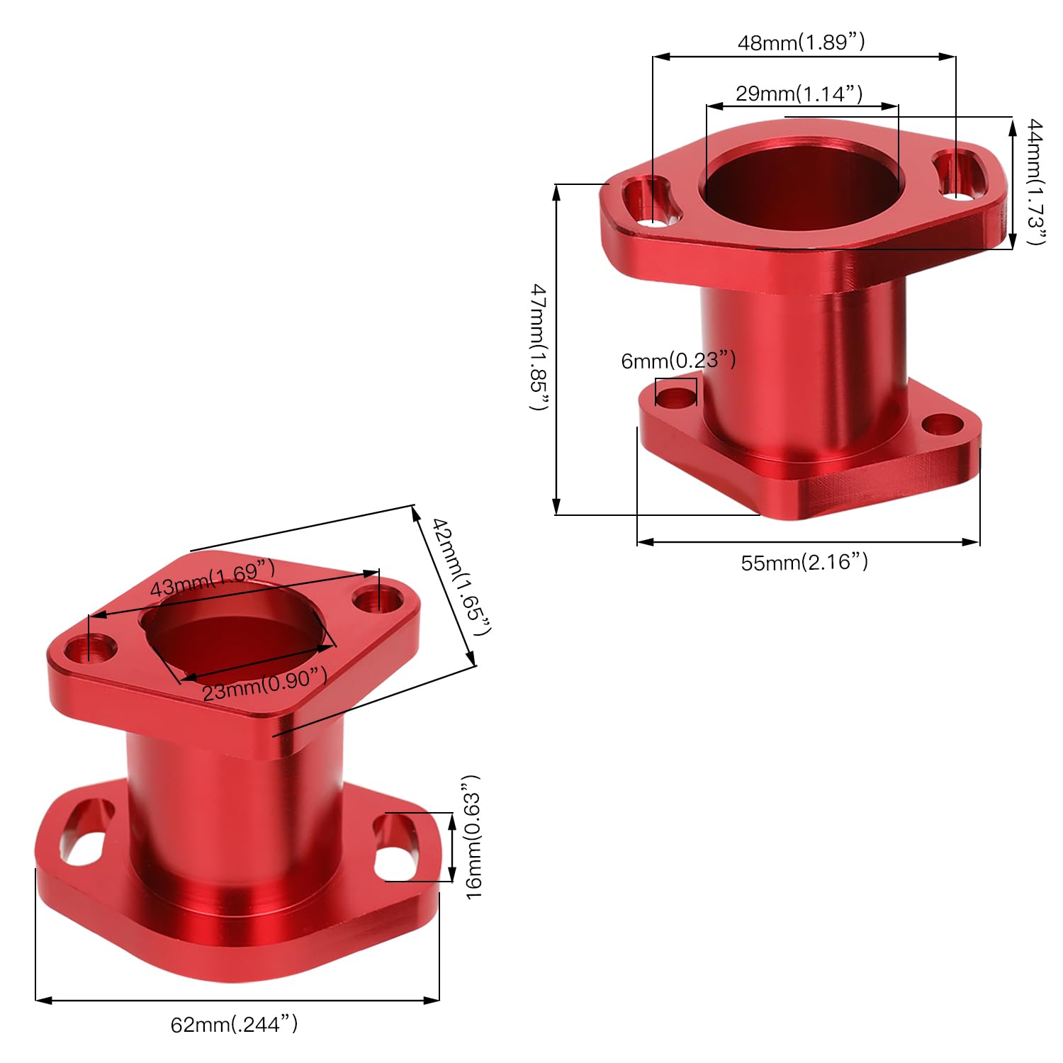 Fvrito Performance Racing Intake Pipe Inlet Manifold For Compatible With Predator 212Cc Coleman Honda Ct200U Bt200X Gx160 Gx200 6.5Hp Ohv Chinese 196Cc Clone Engines Mini Bike Go Kart Red