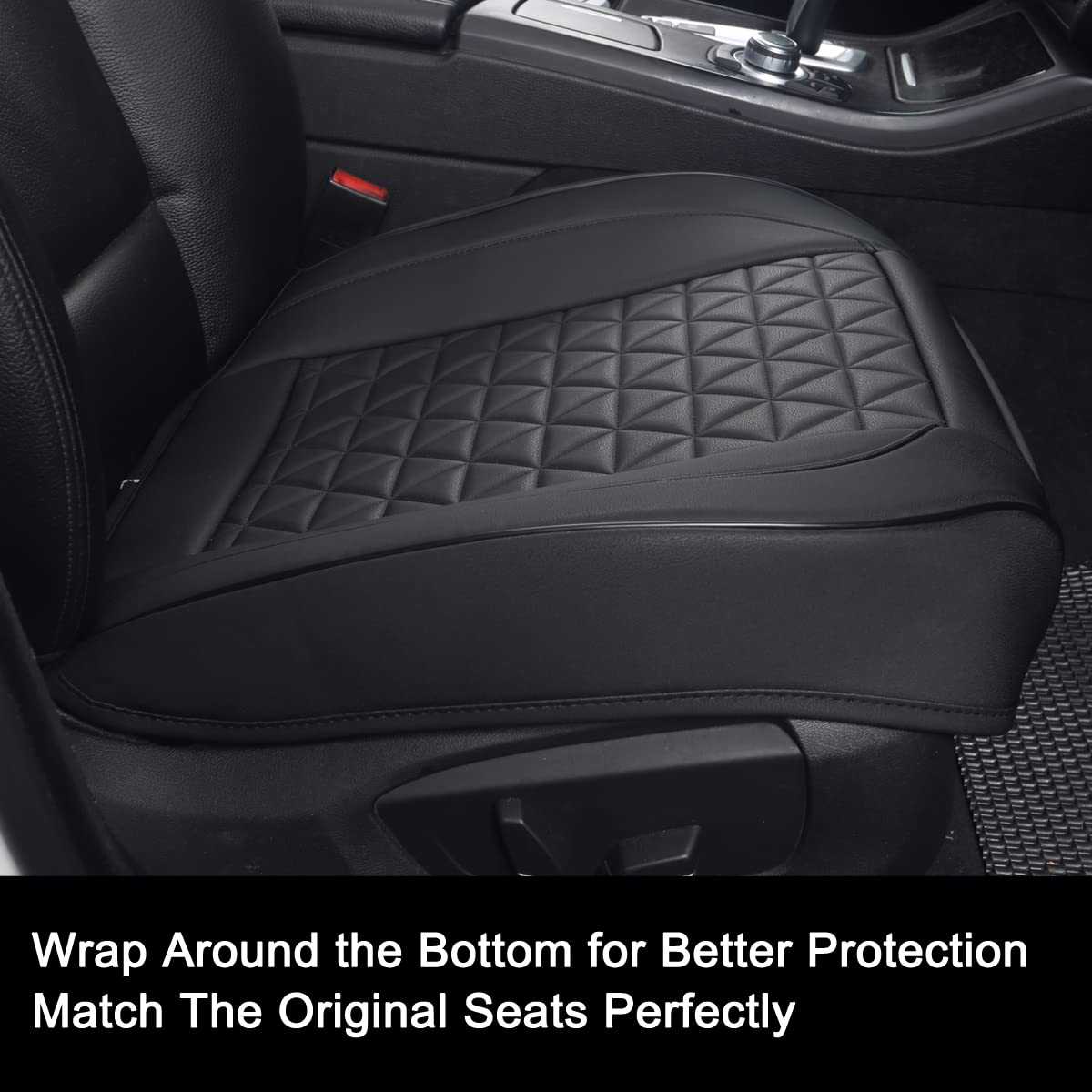 Black Panther 1 Pair Luxury Faux Leather Car Seat Covers Front Bottom Seat Cushion Covers, Anti-Slip And Wrap Around The Bottom,