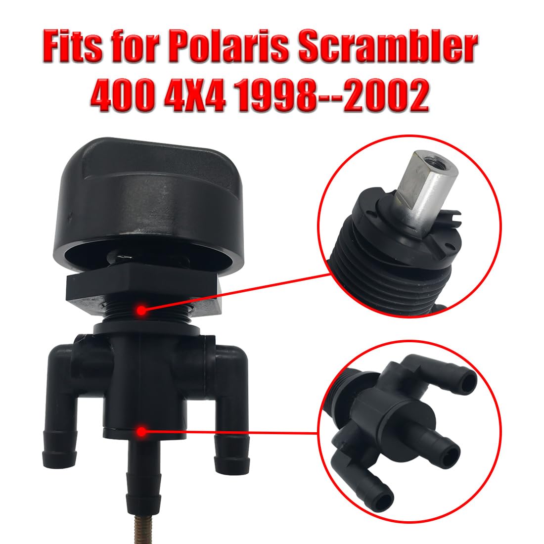 3-Way Fuel Shut Off Valve Petcock For Polaris Xplorer 300 400 400L 4X4 Magnum 500 & Knob Nut