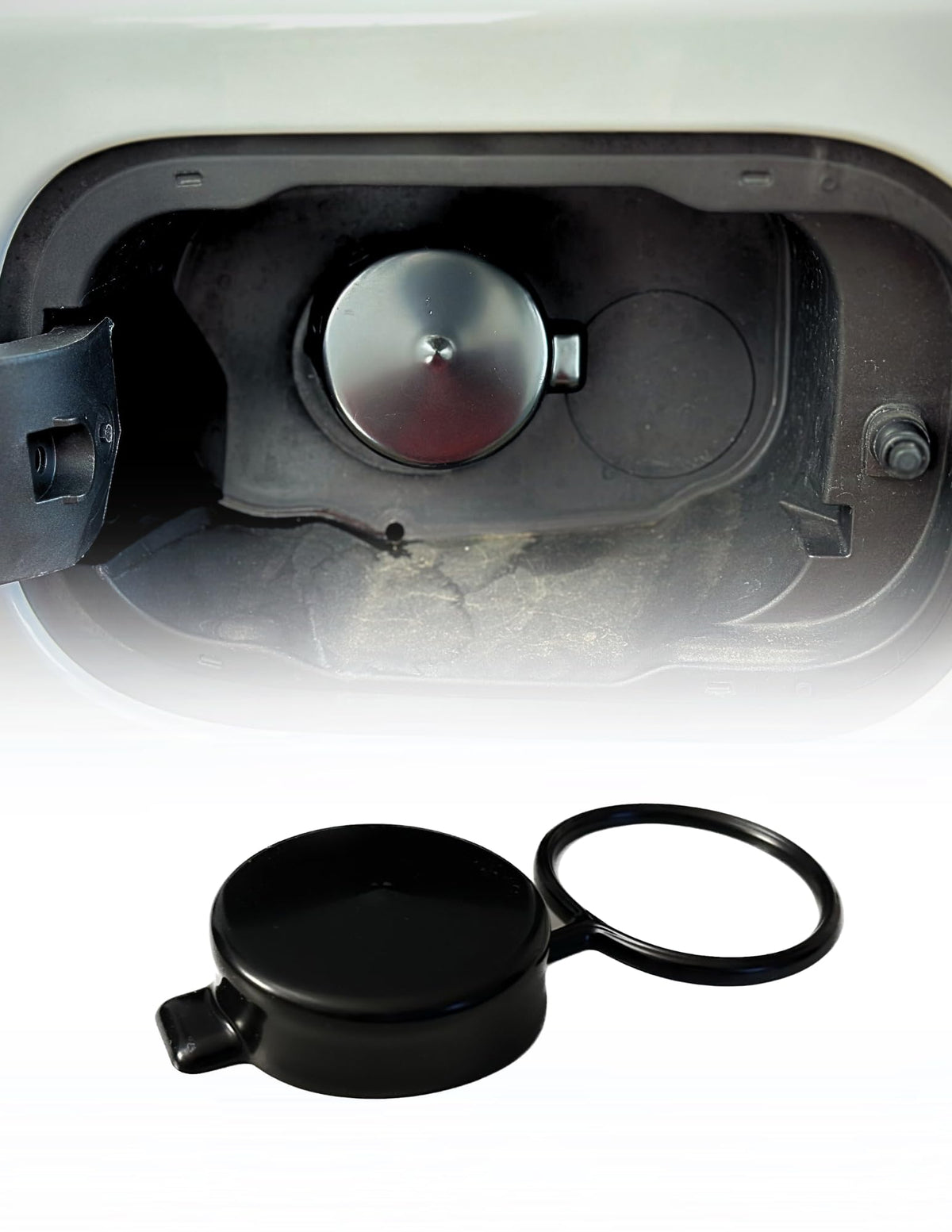 Cap & Shield Tethered 2.375Inch Id, Capless Gas Cap Dirt, Water & Dust Cover Compatible With Gmc, Chevrolet, Buick & Cadillac Capless Gas Cap Fuel Filler Nozzle Cover