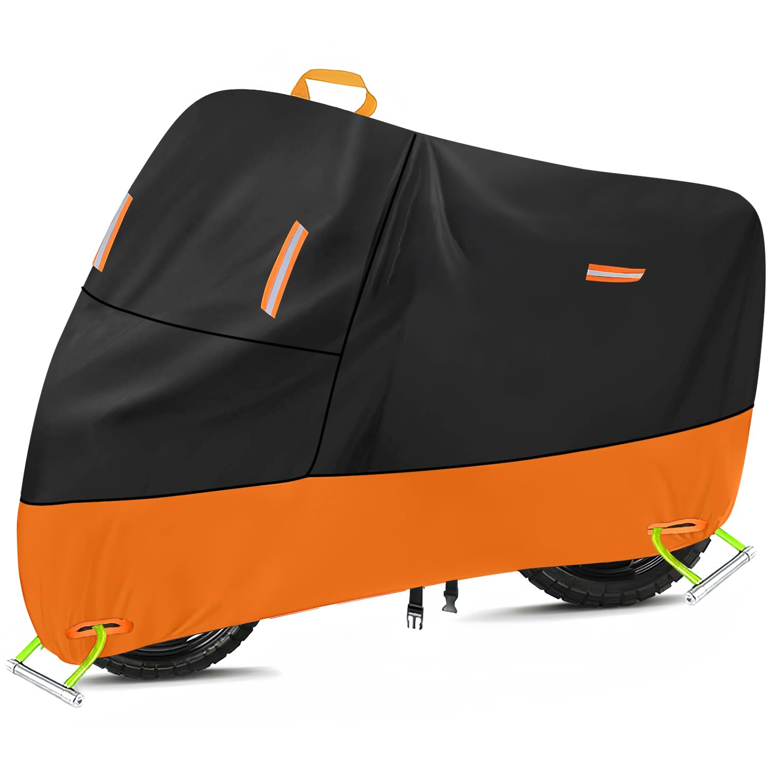 Large Motorcycle Cover Heavy Duty Motorcycle Tarp All Season Durable Waterproof Outdoor Protection Lock Holes Storage Bag Fit Up