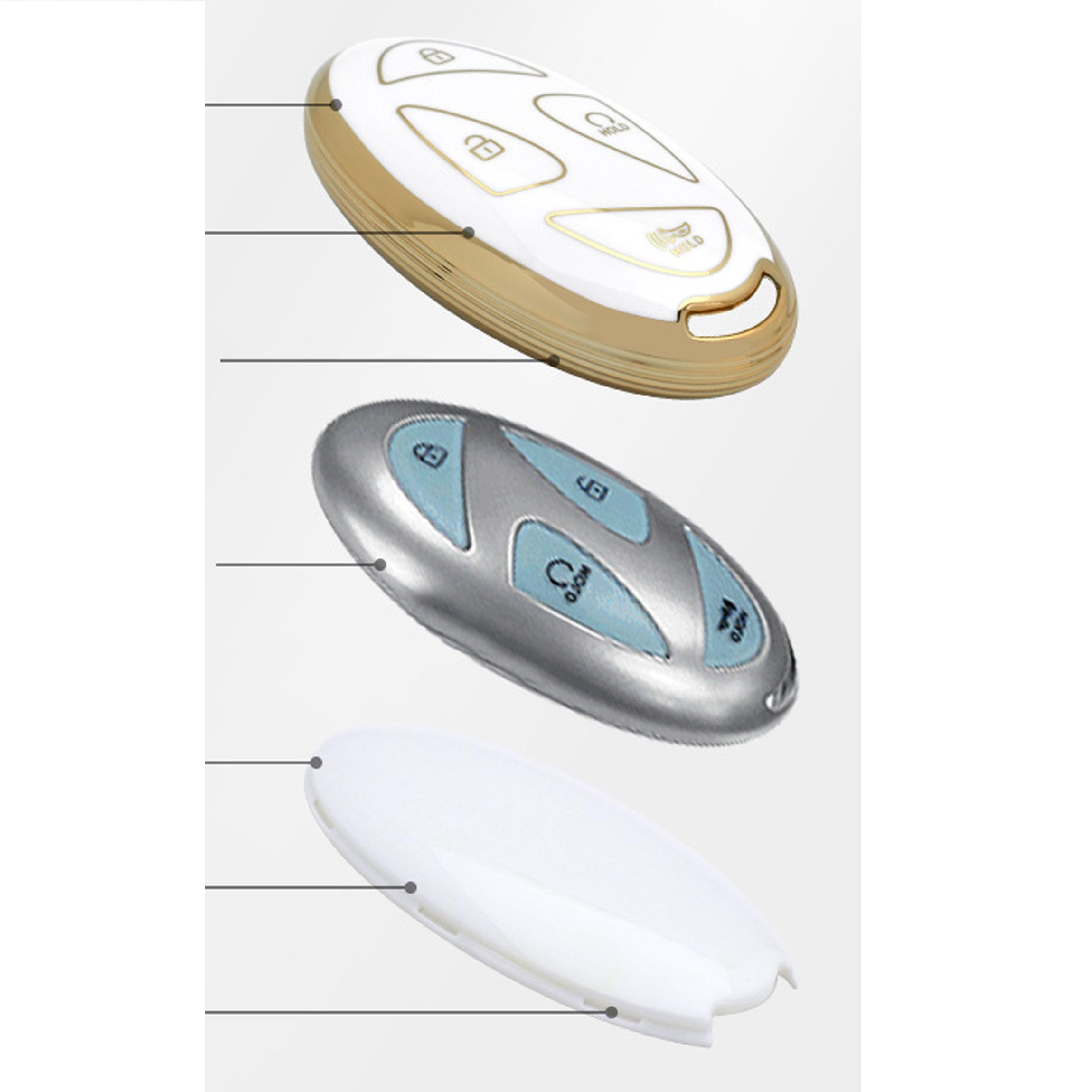 Wenheni For Hyundai Key Fob Cover Key Fob Shell With Bling Keychain Fit For Hyundai  Ioniq  6  Grandeur  Gn7  Kona  2023 2024 Sm