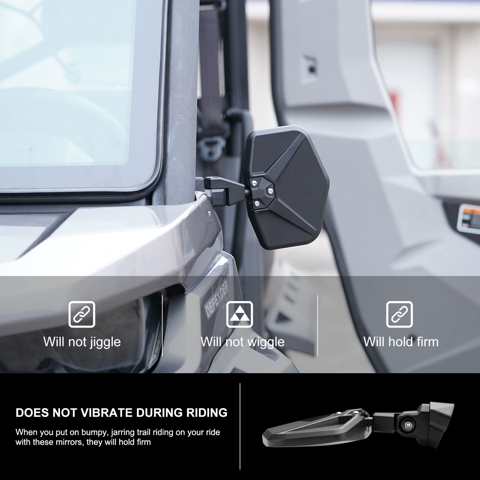 Kiwi Master Side Mirrors Compatible For 2016-2024 Can-Am Defender Accessories Adjustable Folding Rear View Racing Mirror 715002459