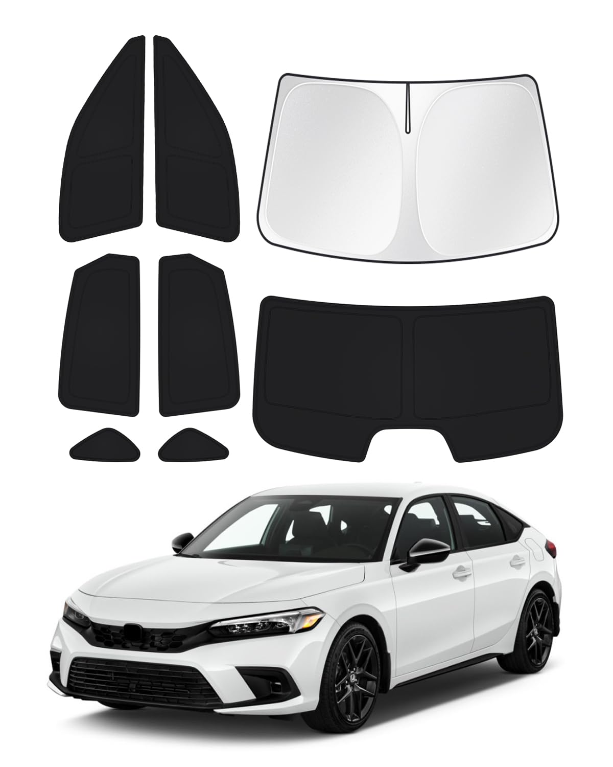 Canvcle Windshield Sun Shade For 11Th Gen Honda Civic 2022-2025 (Not For Hatchback) Side Rear Window Shade Cover Kit Full Window