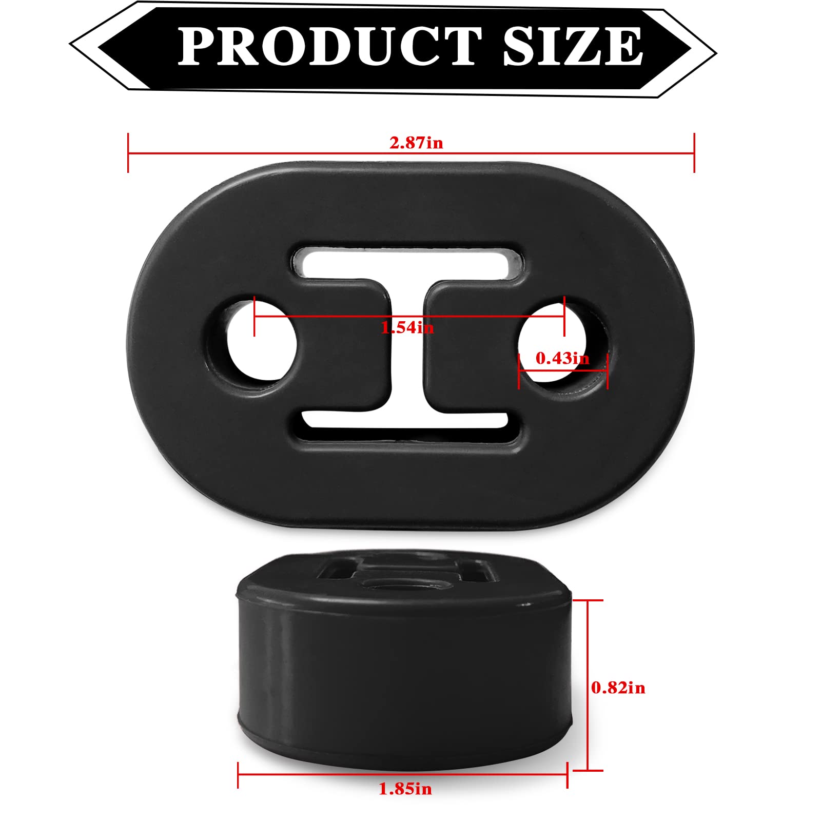 2Pcs Exhaust Hanger Rubber 2 Holes Adjustable Insulator Bushing Rubber Insulator High Density & Anti-Corrosion Rubber Universal