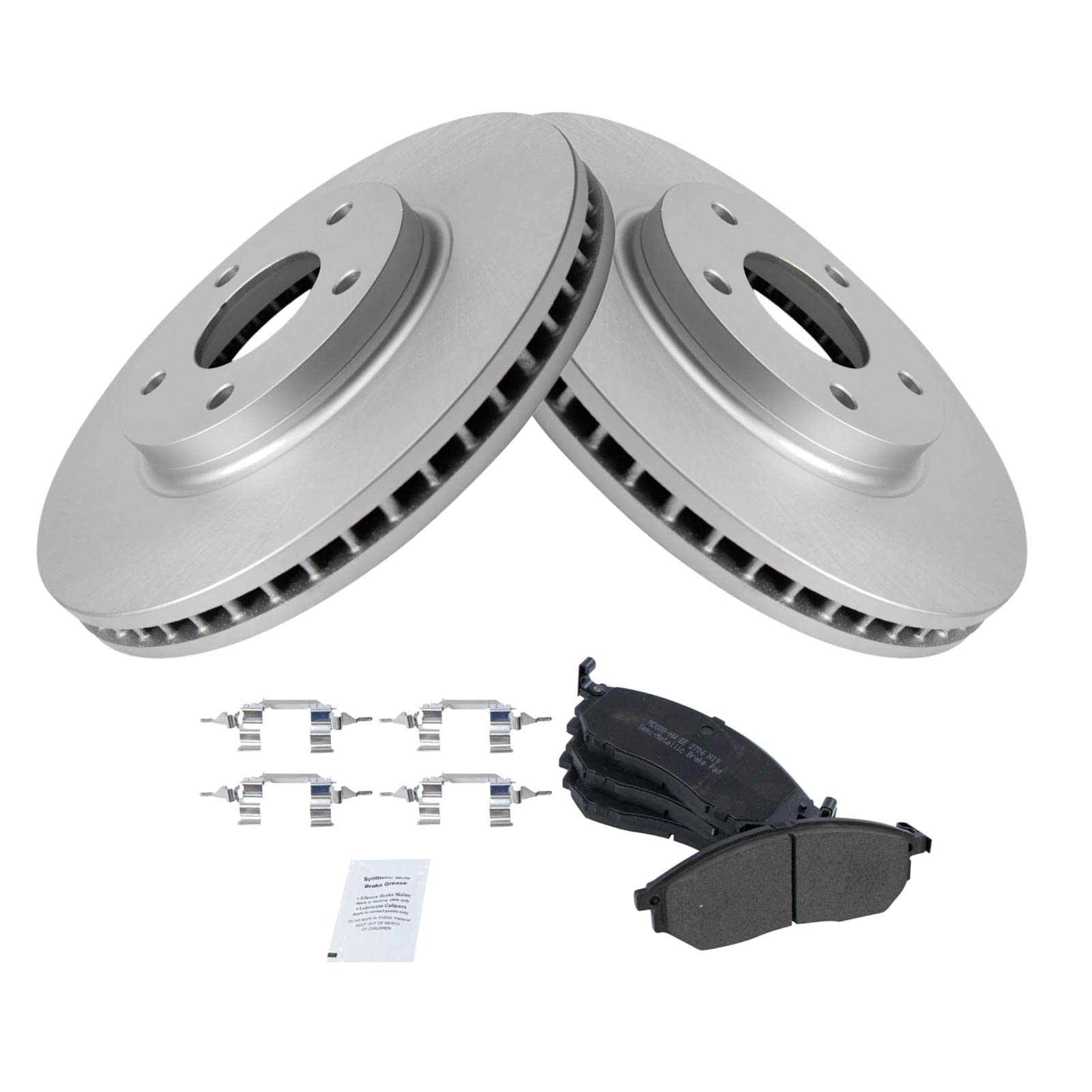 Trq Front Brake Pad & Rotor Kit Brake Pads Brake Rotor Semi-Metallic Premium G-Coated Compatible With 2003-2004 Infiniti M45 200