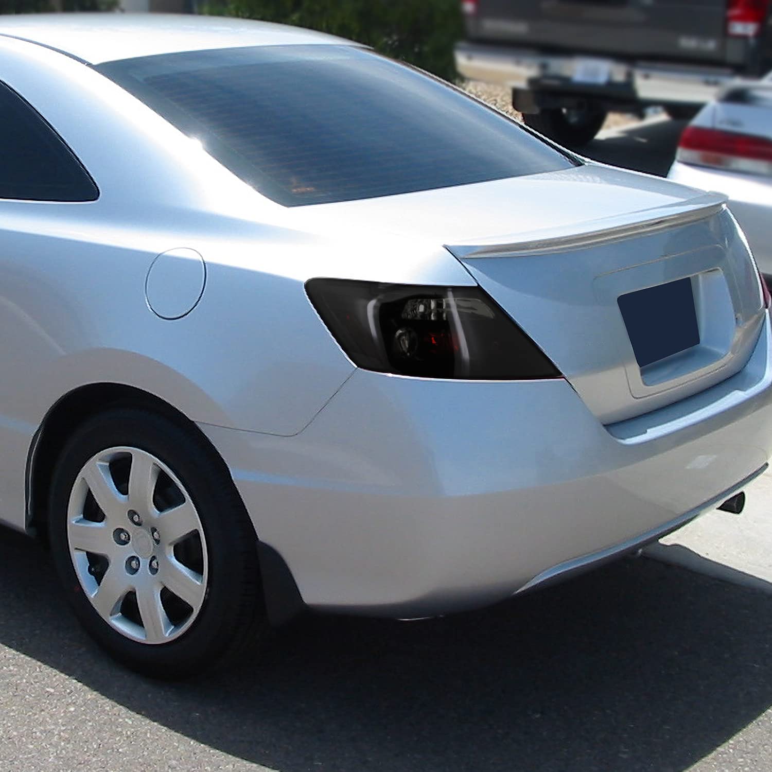 Spec-D Tuning Smoke Lens Glossy Black Housing Tail Brake Lights Compatible With 2006-2011 Honda Civic Coupe 2 Door, Left + Right