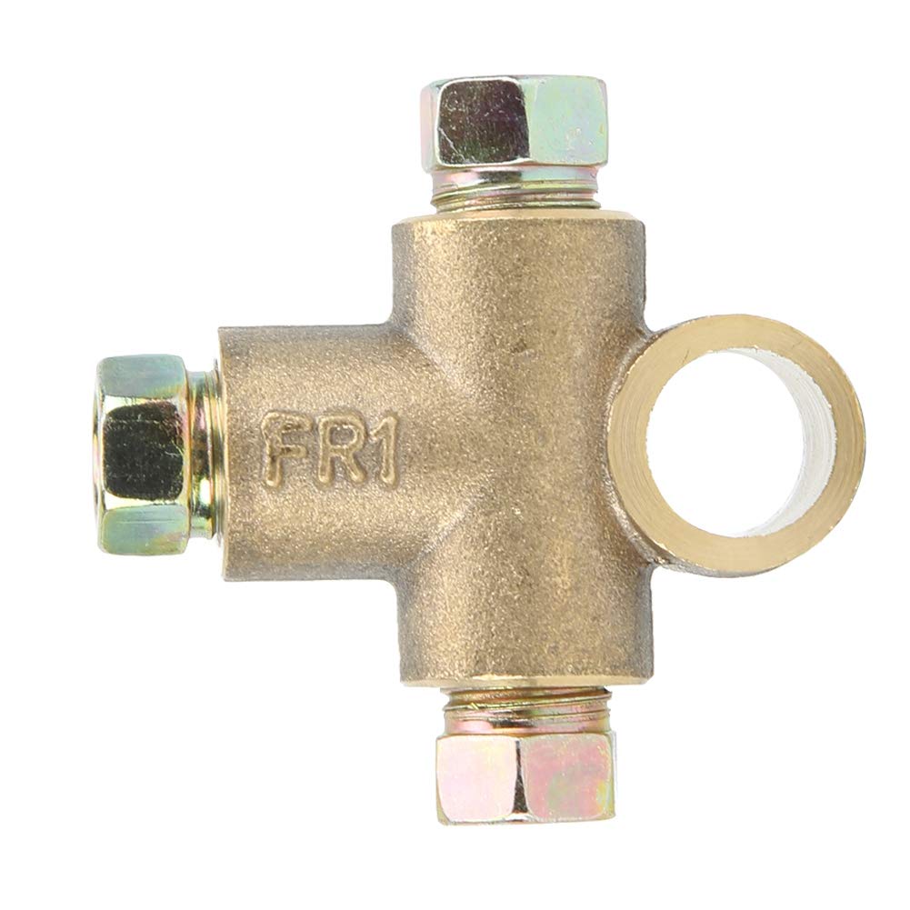 Watris Veiyi 3 Way T-Shape Brake Tee, T-Shape Brake Line Tee Union, Brake Tee Fittings With 3 Male Nuts Short Union M10 Fit For 3/16In Pipe 10Mm