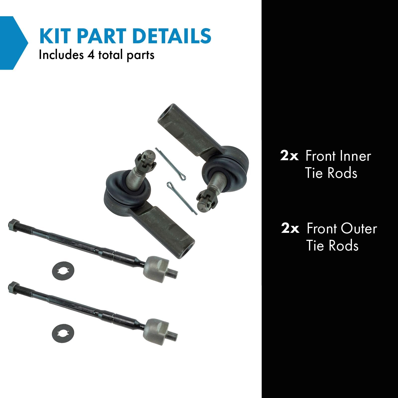 Trq Front Tie Rod Set Compatible With 2005-2015 Toyota Tacoma