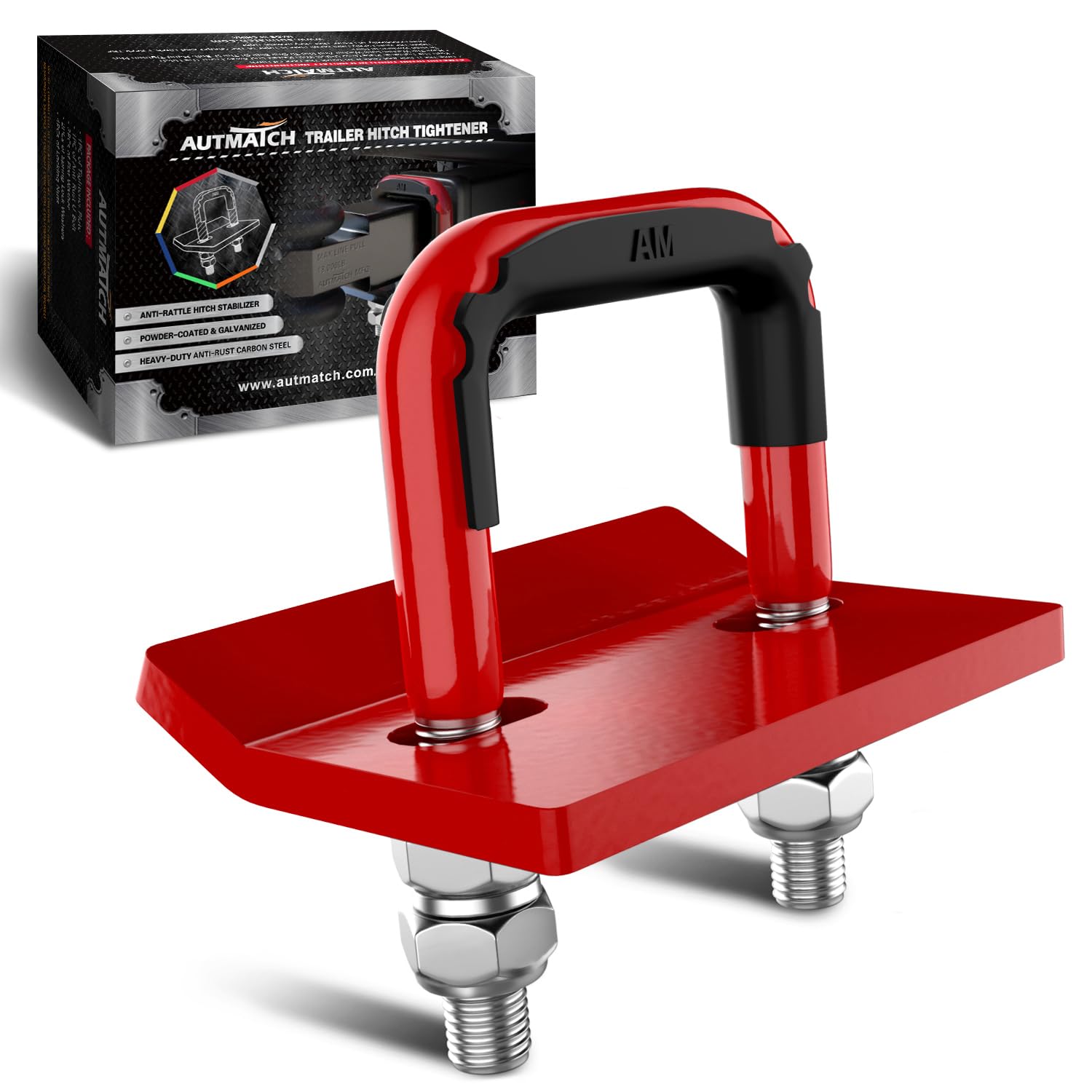 AUTMATCH Hitch Tightener Anti Rattle Stabilizer - Heavy Duty Hitch Clamp for 2.5 Inch Trailer Hitches, Rubber Isolator and Anti-