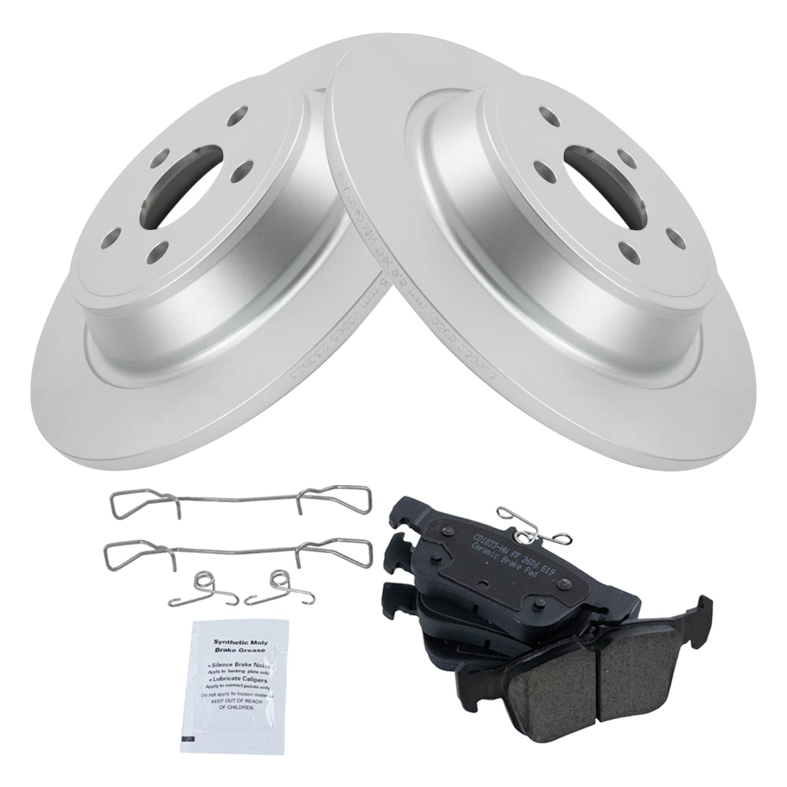 Trq Rear Brake Pad & Rotor Kit Premium G-Coated Ceramic Compatible With 2015-2021 Ford Edge 2017-2019 Fusion 2017-2020 Lincoln C