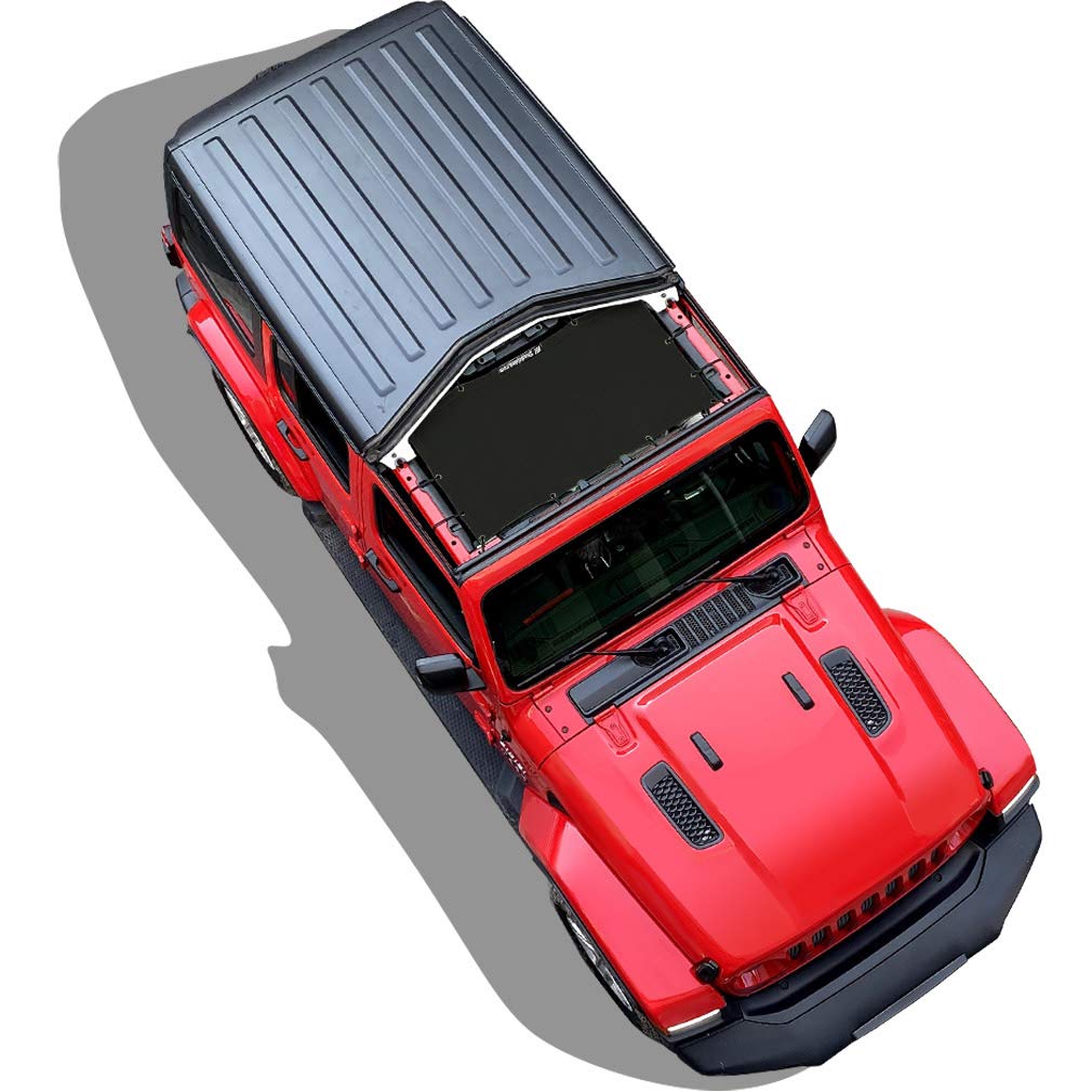 Shadeidea Sun Shade For Jeep Wrangler Jl Unlimited 2 Door And 4 Door (2018-2023) Front-Black Mesh Screen Sunshade Jlu Sahara Rub