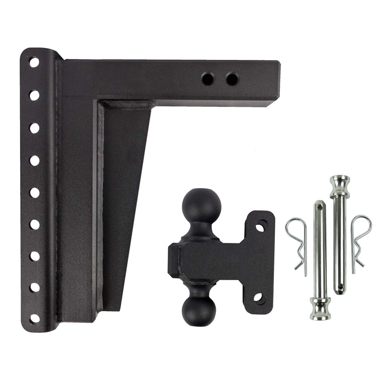 Bulletproof Hitches 2.5'' Adjustable Extreme Duty (36,000Lb Rating) 12'' Drop/Rise Trailer Hitch With 2'' And 2 5/16'' Dual Ball
