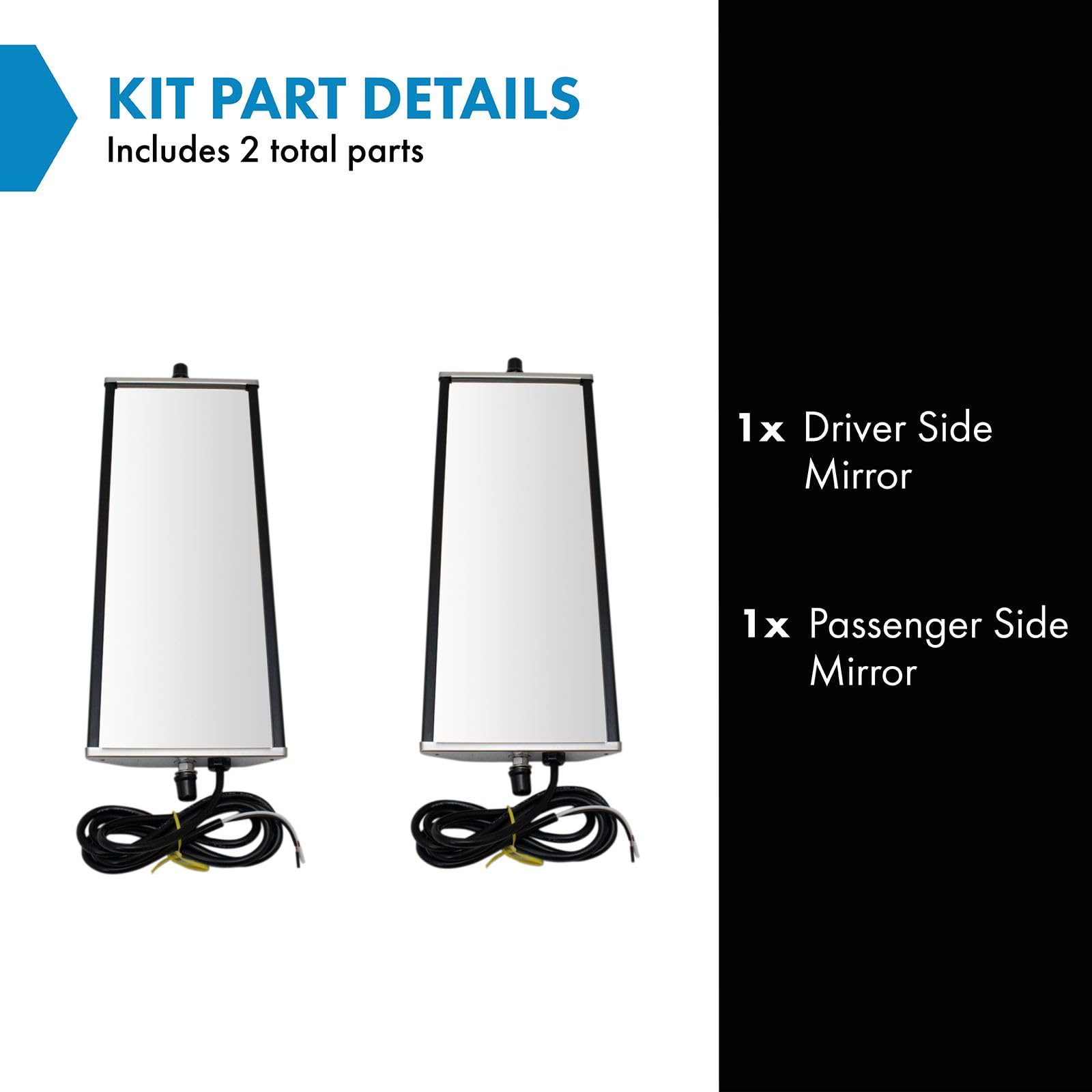 Trq 16'' X 6'' Stainless Steel West Coast Mirror Pair Heated Compatible With Hd Semi Truck