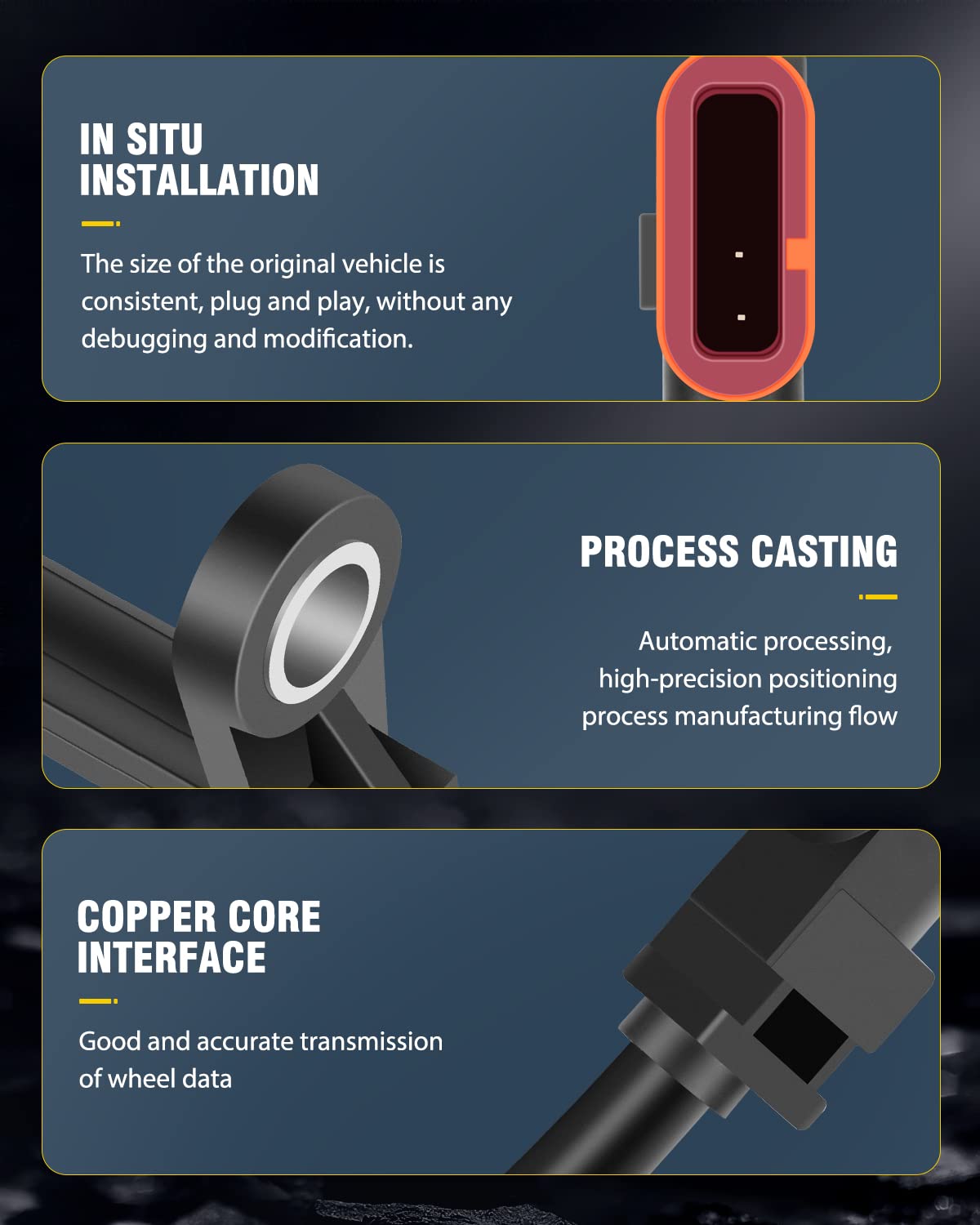 OCPTY ABS Sensor Left+Right+Rear ABS Wheel Speed Sensor ALS1858 5S11030 fit for 2008-2014 for Mercedes-Benz C300, 2008-2015 for Mercedes-Benz C350, 2008-2015 Benz C63 AMG, 2012-2015 Benz C250