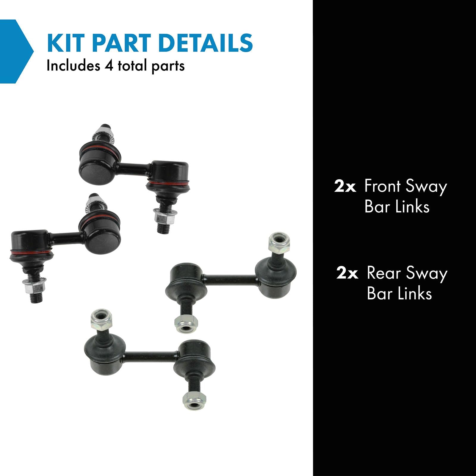 Trq Front & Rear Sway Bar Stabilizer Link Set Compatible With 2001-2005 Honda Civic
