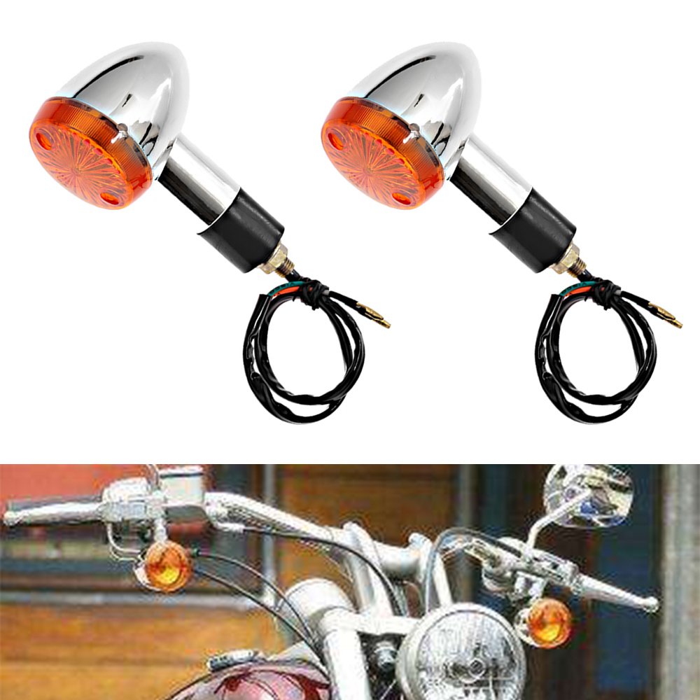Motorcycle Turn Signal Indicator Amber Lights Amber Chrome Bullet Front Rear Compatible With Honda Fury Interstate Nighthawk Reb