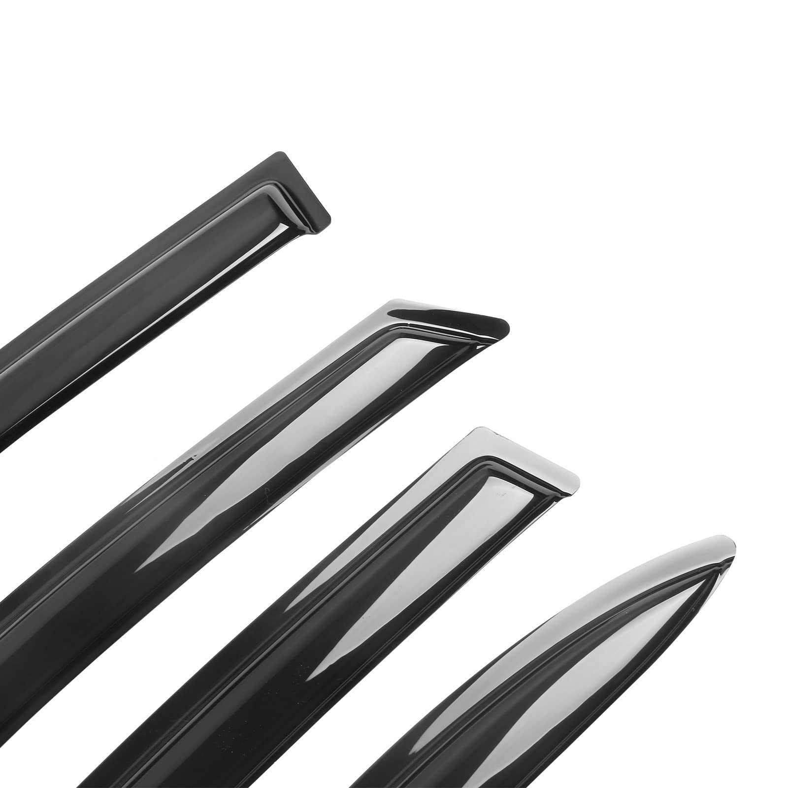 Tape On Window Visor Compatible With 2006-2011 Honda Civic Sedan Only, Slim Style Acrylic Smoke Tinted Sun Rain Wind Guards Shie