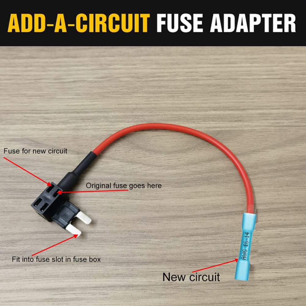 Gebildet 6Pcs 12V 24V Small Add-A-Circuit Fuse Tap With Heat Shrink Terminals, Atm Small Piggy Back Blade Fuse Holder With Wire