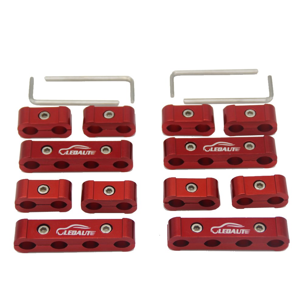 Ledaut 12Pc Spark Plug Wire Separator Divider 8Mm 9Mm 10Mm For Racing Car (Red)