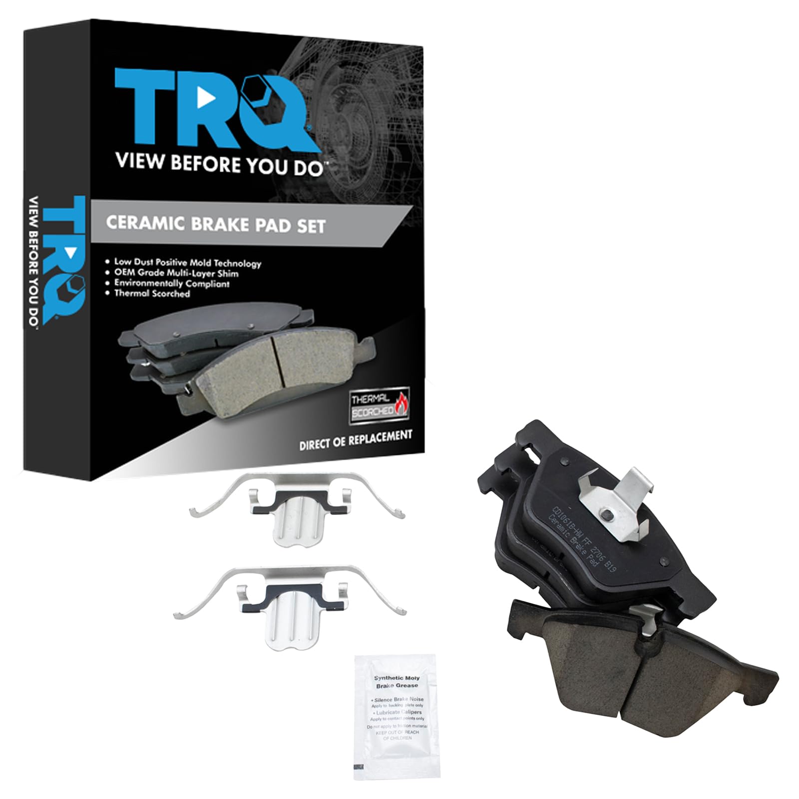 TRQ Front Brake Pads Ceramic Compatible with 2008-2013 BMW 128i 2006 325i 325xi 2007 328i 328xi 330i 330xi 335xi 2004-2007 525i 