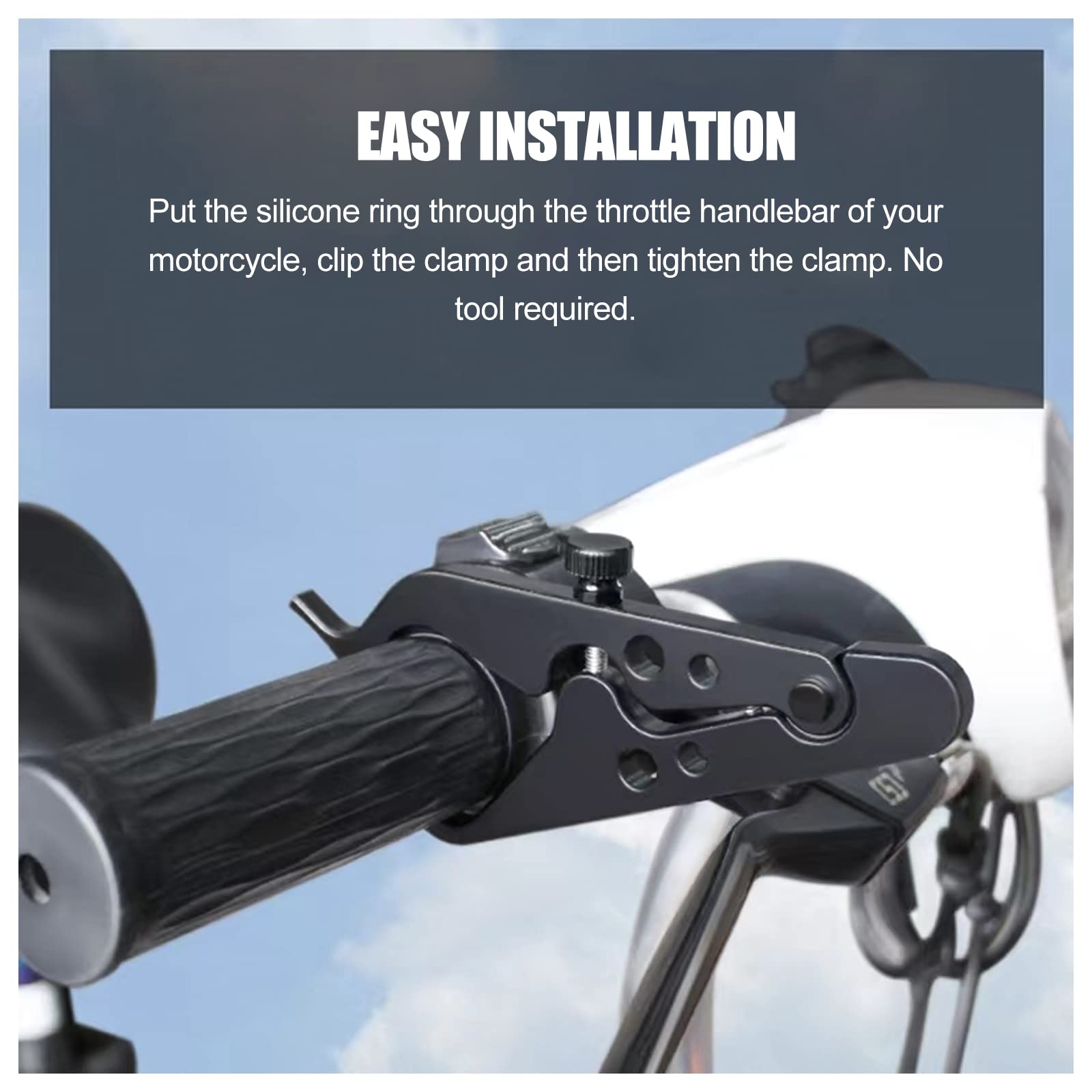 Ralis Motorcycle Cruise Control, Durable Motorcycle Throttle Lock, Universal Lightweight Throttle Assist Wrist, Aluminum Alloy H