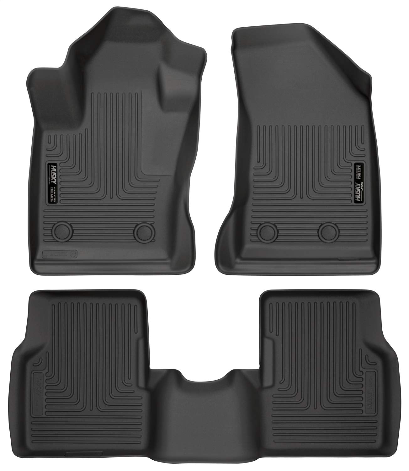 Husky Liners Weatherbeater Floor Mats | Fits 2017-2024 Jeep Compass | Front & 2Nd Row, 3-Pc Black - 95681
