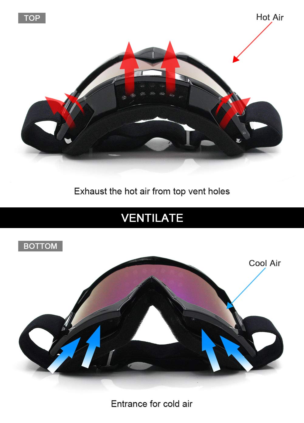 Sposune Dirt Bike Goggles - Uv400 Motorcycle Motocross Riding Goggles - Windproof, Dustproof For Adults Men Women Youth