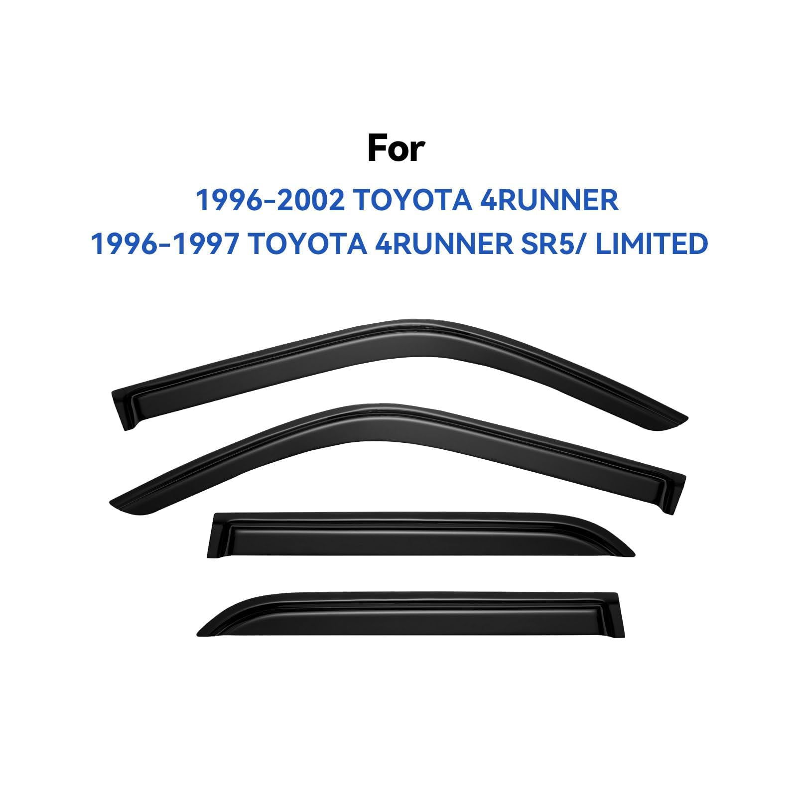 Window Visors Rain Guards for 1996-2002 Toyota 4Runner, Out-Channel Window Vent Wind Deflectors Visors Shades for 96-02 4Runner