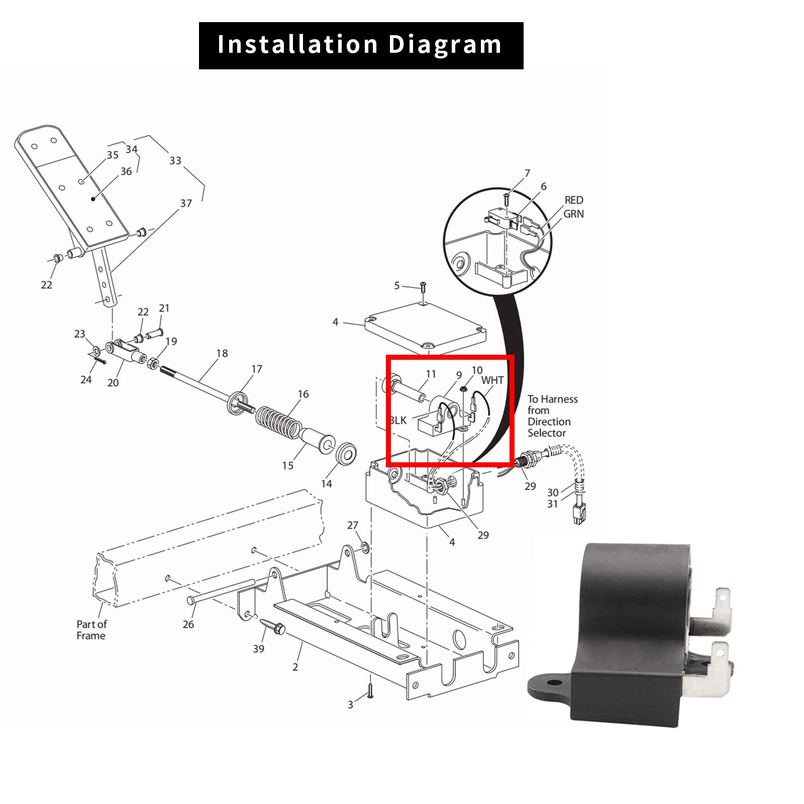 Drie-up Golf Cart Inductive Throttle Sensor for EZGO TXT 1994-Up DCS PDS for Electric Modles OEM 25854G01 25854-G01