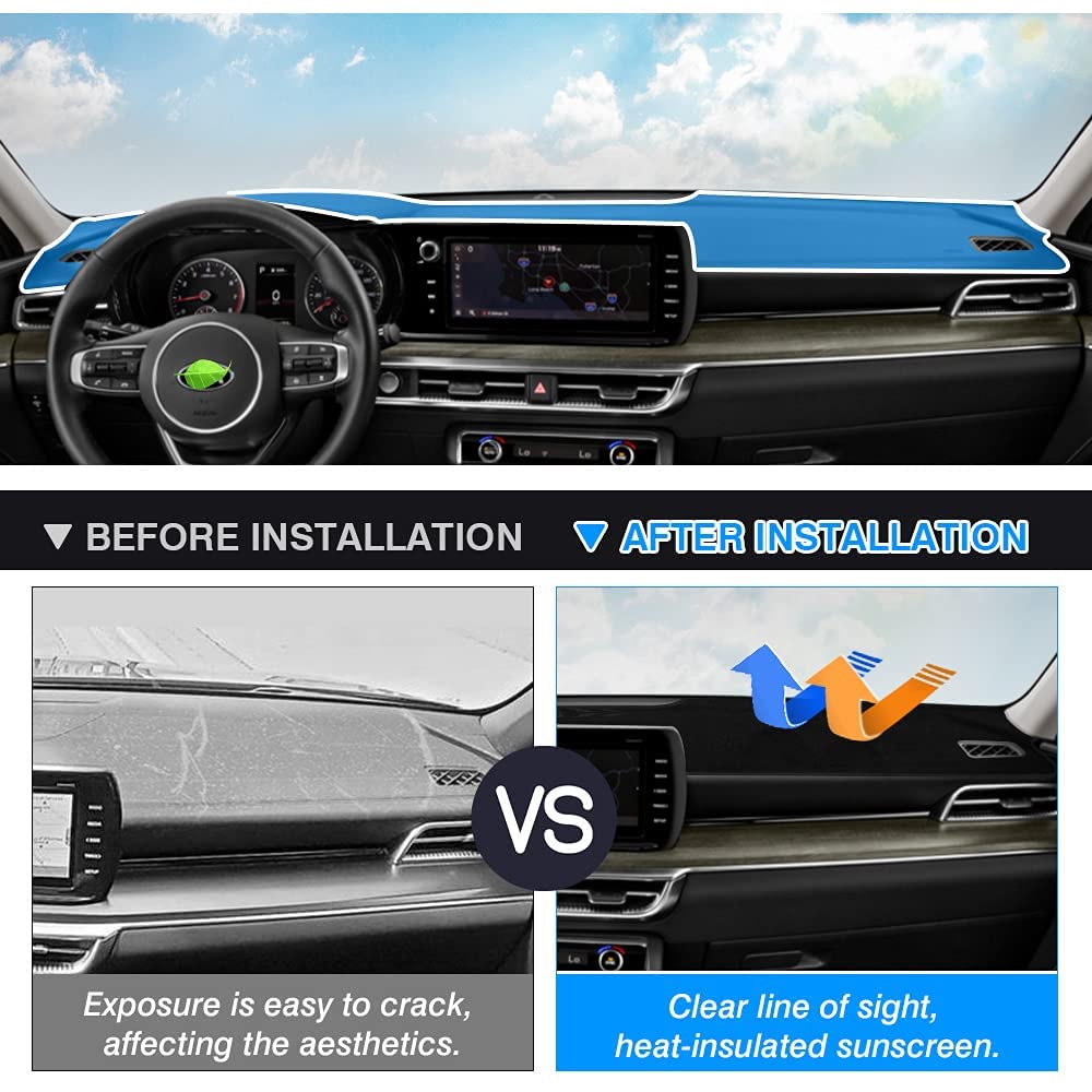 Autorder Dashboard Cover Mat For Kia K5 2021 2022 2023 2024 Accessories Dash Cover Flannel Dash Mat Sunshade Glare Uv Rays Prote