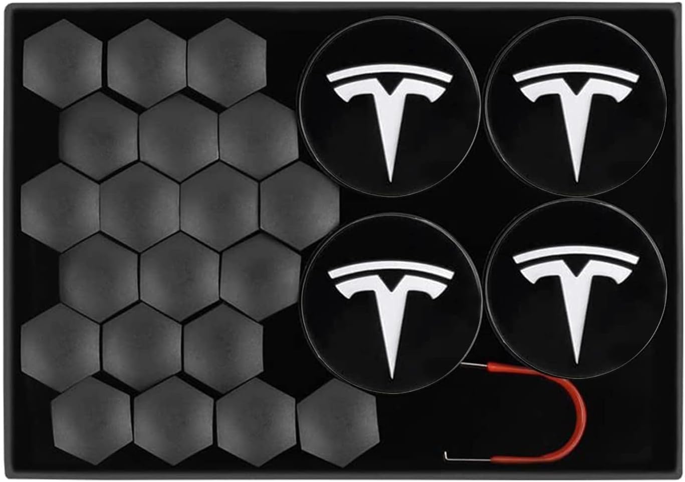 XINFOOB Tesla Model 3 Y Wheel Hub Caps Center Cover Silver Matte (4PCS) for XINFOOB Modification Hubcaps Tesla Accessories