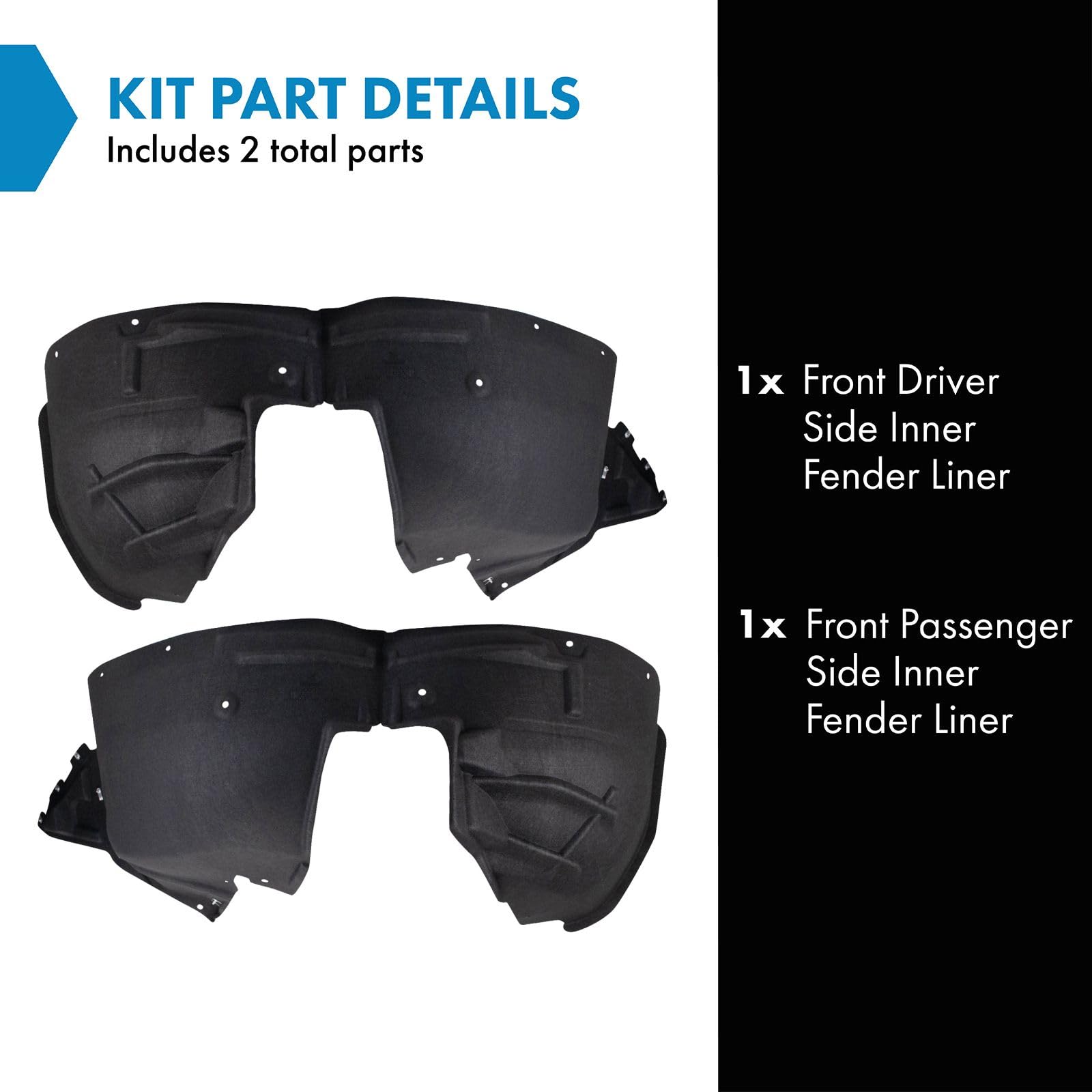 Trq Front Inner Fender Liner Set Compatible With 2017-2023 Cadillac Xt5 Gm1248276 Gm1249276