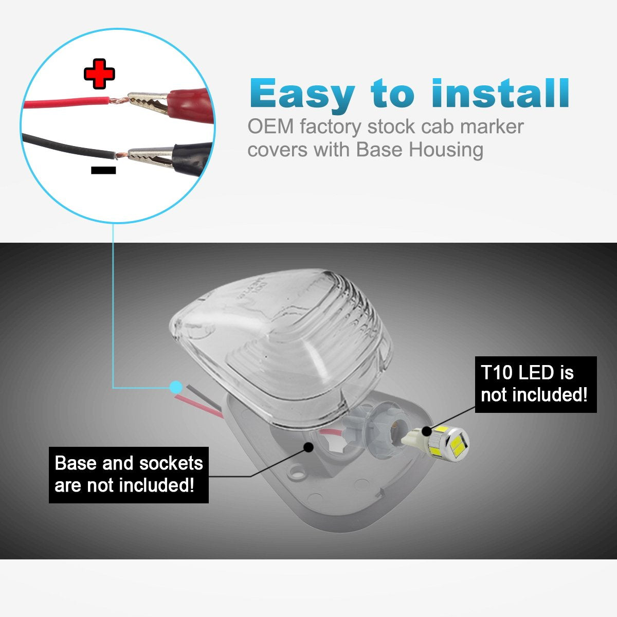 Partsam 5X Clear Cab Marker Light + 5X White 5050-Smd 194 168 T10 Led Bulb Compatible With Ford E150 E250 E350 E450 F150 F250 F3