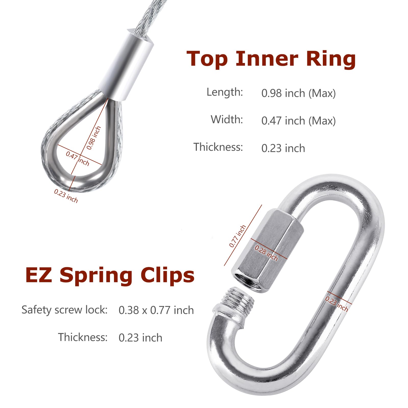 2Pcs Lift Cable Compatible With Gorilla Lift Trailer Gate Assist With Ez Spring Clips, With 4Pcs Aluminum Alloy Rollers Pins Washers, Fit For Open Utility Trailer Tailgate Ramp Lift Assist Kit