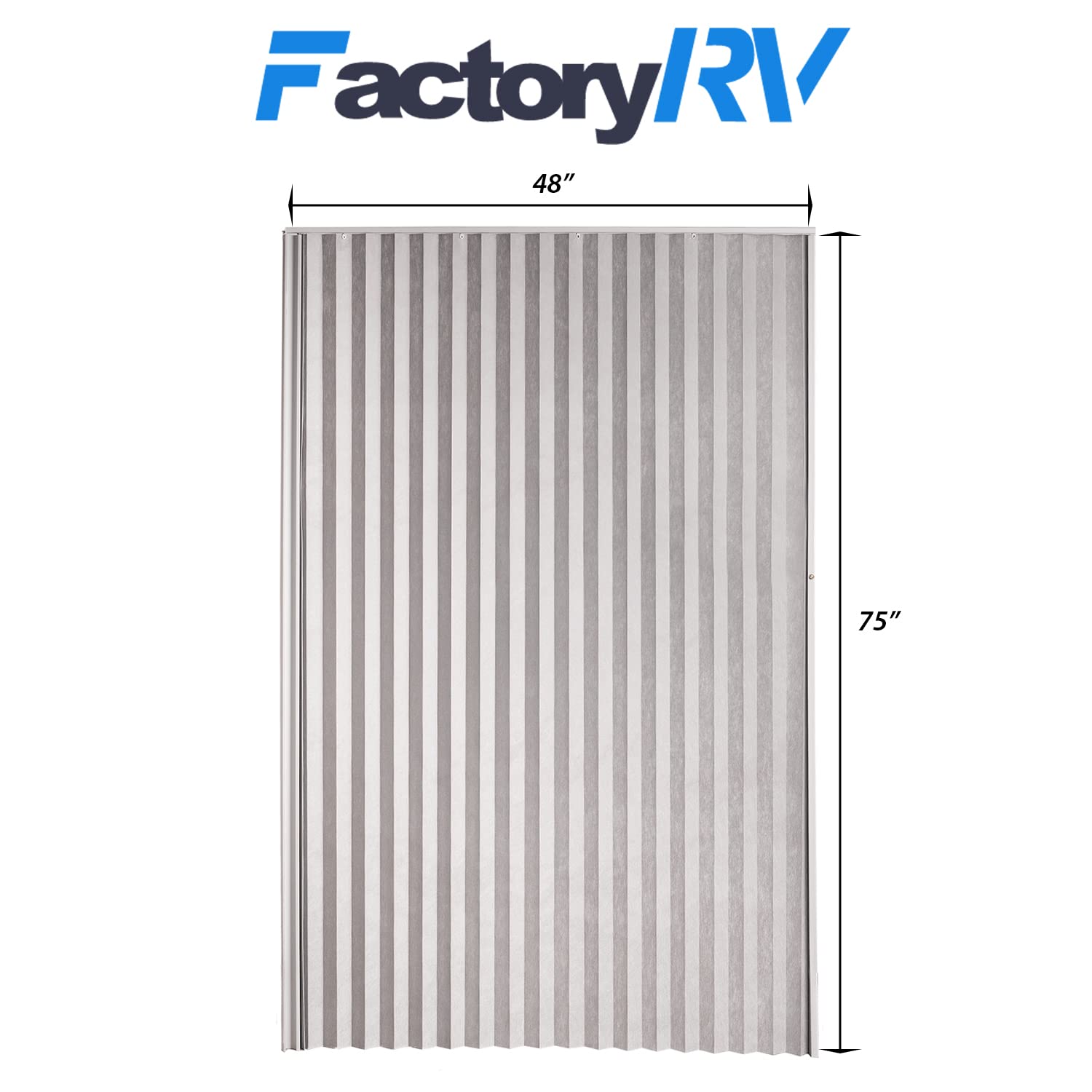 Camper Comfort RV Pleated Folding Door | Closet Folding Door (48 W x 75 H, Gray)