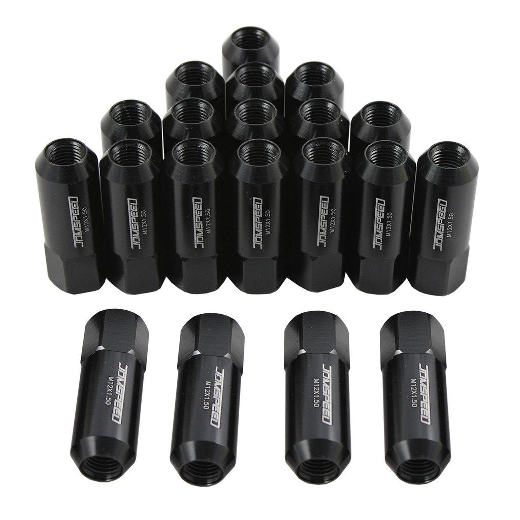 Jdmspeed Black 60Mm Aluminum Extended Tuner Lug Nuts Replacement For Wheel Rims M12X1.5 20Pcs