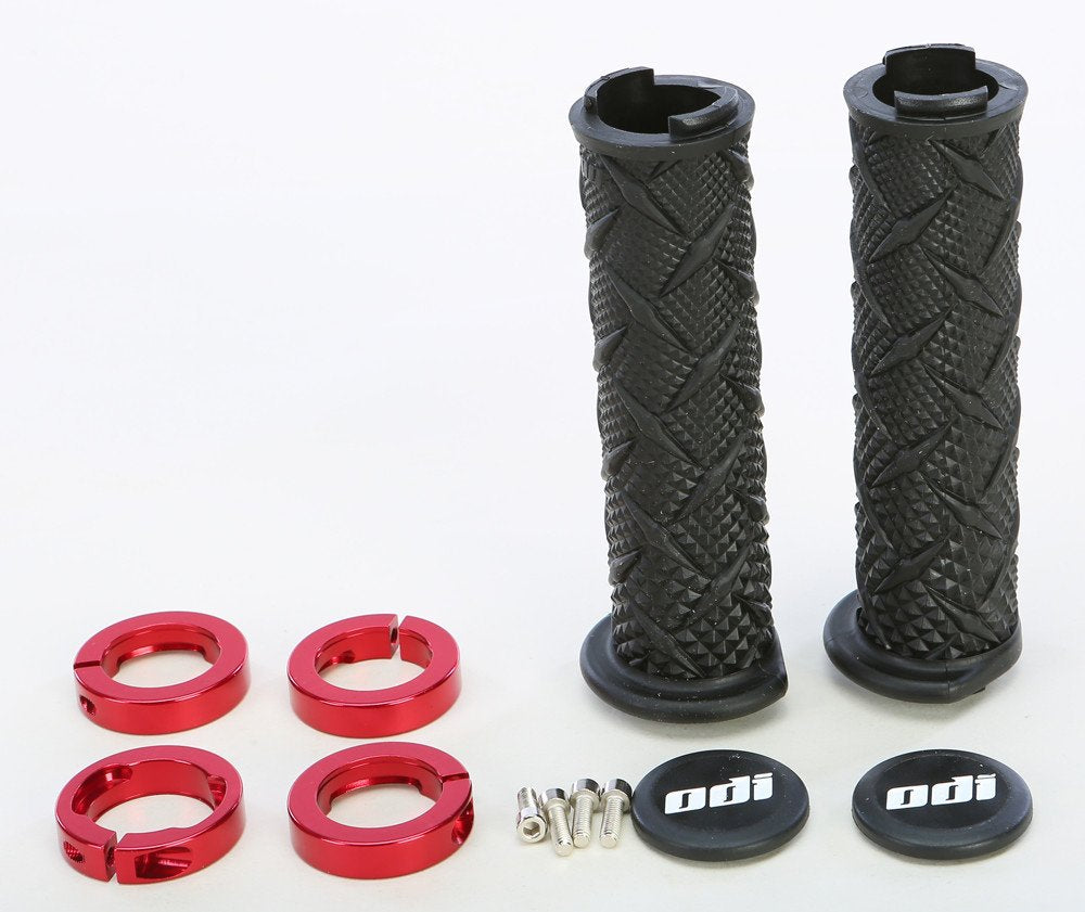 Odi X-Treme Lock-On Atv Hand Grips - Black/Red Clamps/One Size