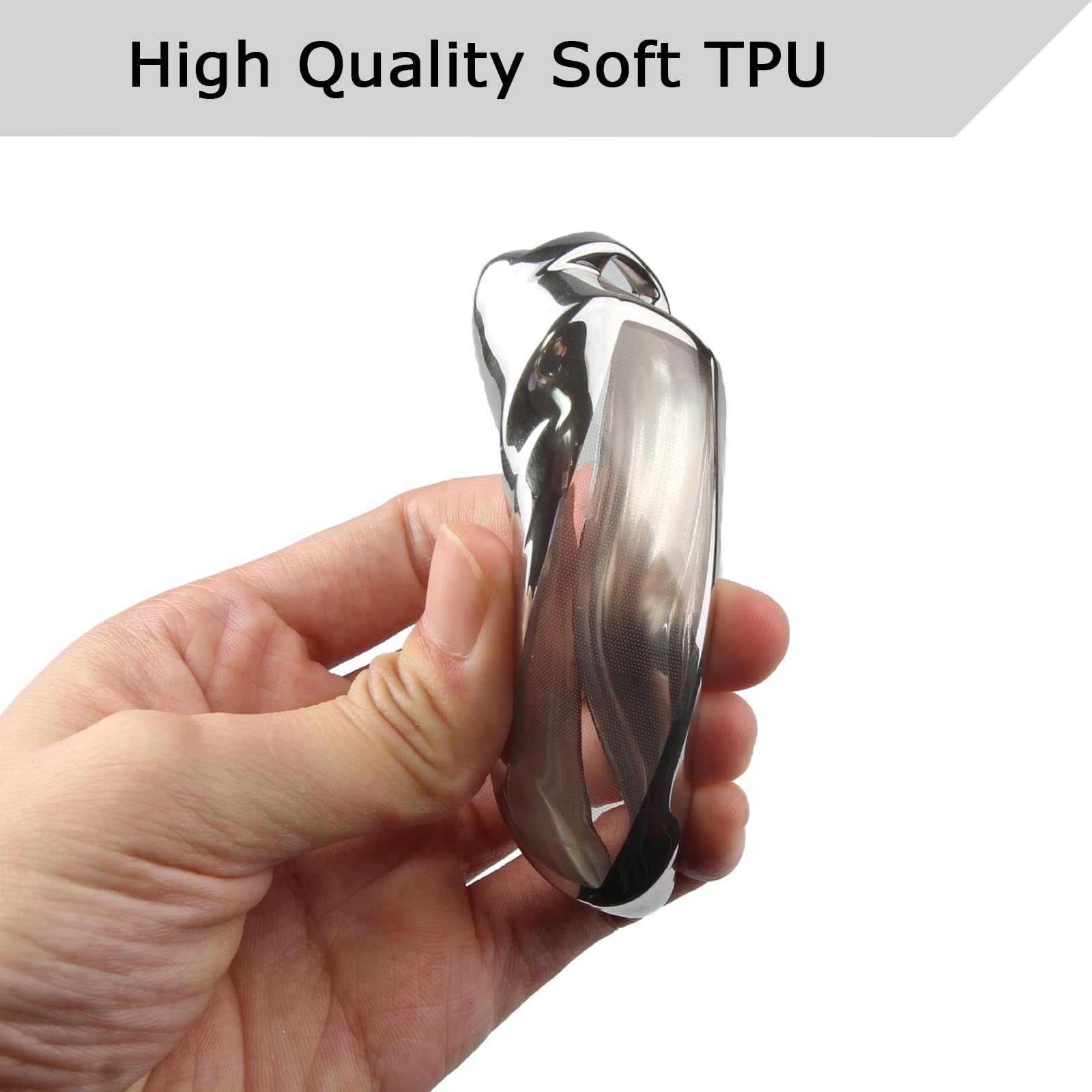 Qbuc For Tesla Key Fob Cover With Keychain Soft Tpu Protection Case Compatible With Tesla Model S (Silver)