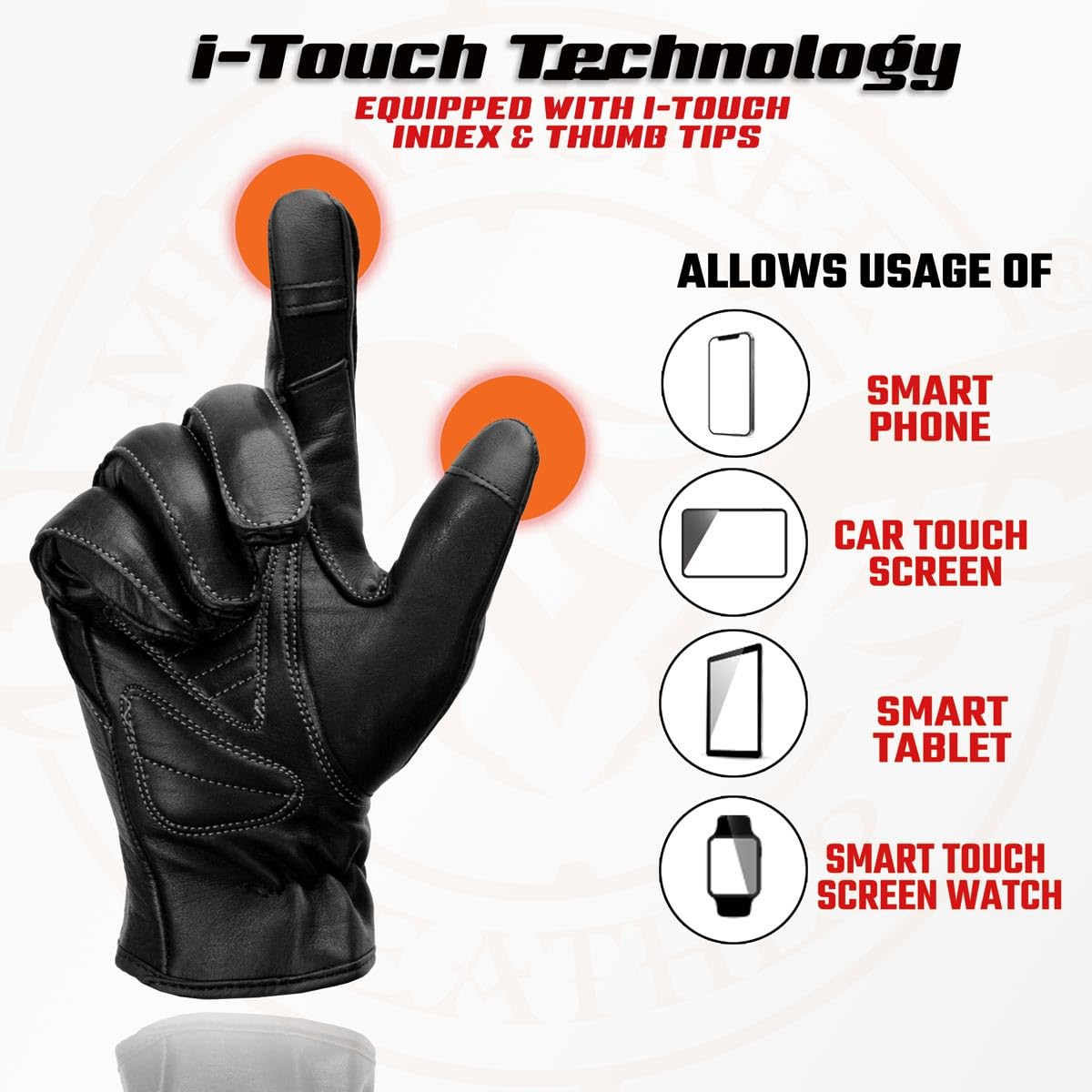 Milwaukee Leather MG7770 Women's Black Leather I - Touchscreen Compatible Laced Wrist Motorcycle Hand Gloves W/Gel Palm - Small
