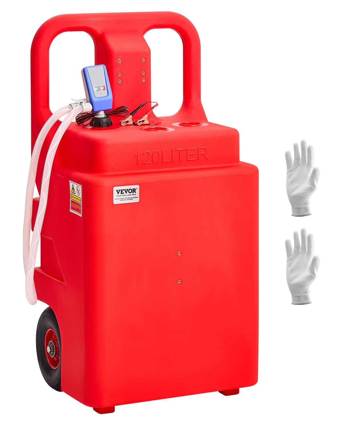 VEVOR Fuel Caddy, 32 Gallon, Portable Fuel Tank with 12V DC 2.5 GPM Electric Fuel Transfer Pump, 4 ft Delivery Hose & Auto-Stop 