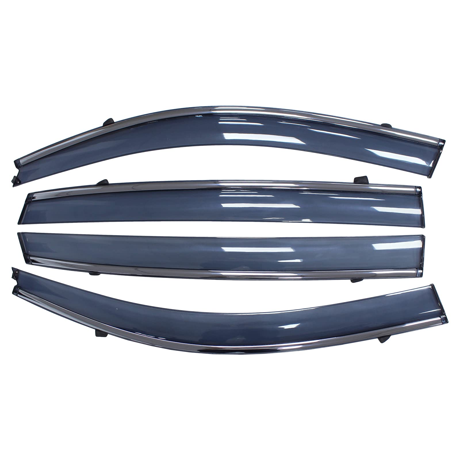 Newyall Front Rear Left And Right Chrome Door Window Visor Wind Rain Guard Deflector Trim