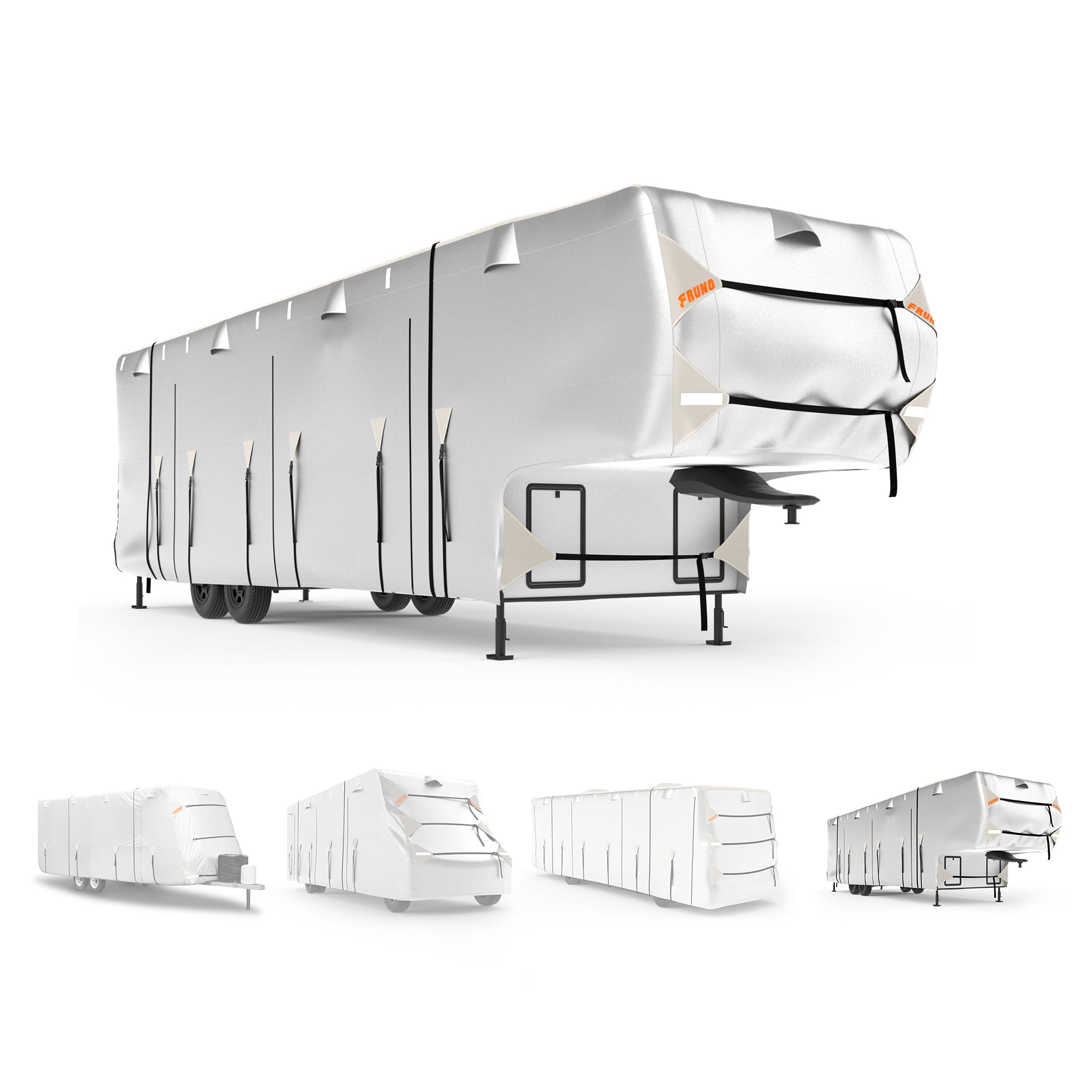 Fruno Oxford Fabric 5Th Wheel Rv Cover Fits 29'-33' Waterproof Rip-Resistant Anti-Uv Fifth Wheel Toy Hauler Camper Cover For Win