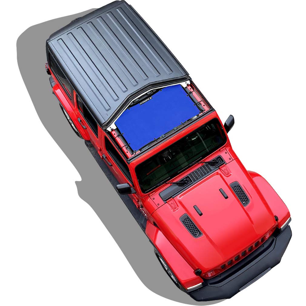 Shadeidea Sun Shade Top For Jeep Wrangler Jl (2018-2023) Unlimited 2 Door And 4 Door Front-Blue Mesh Screen Sunshade Jlu Sahara